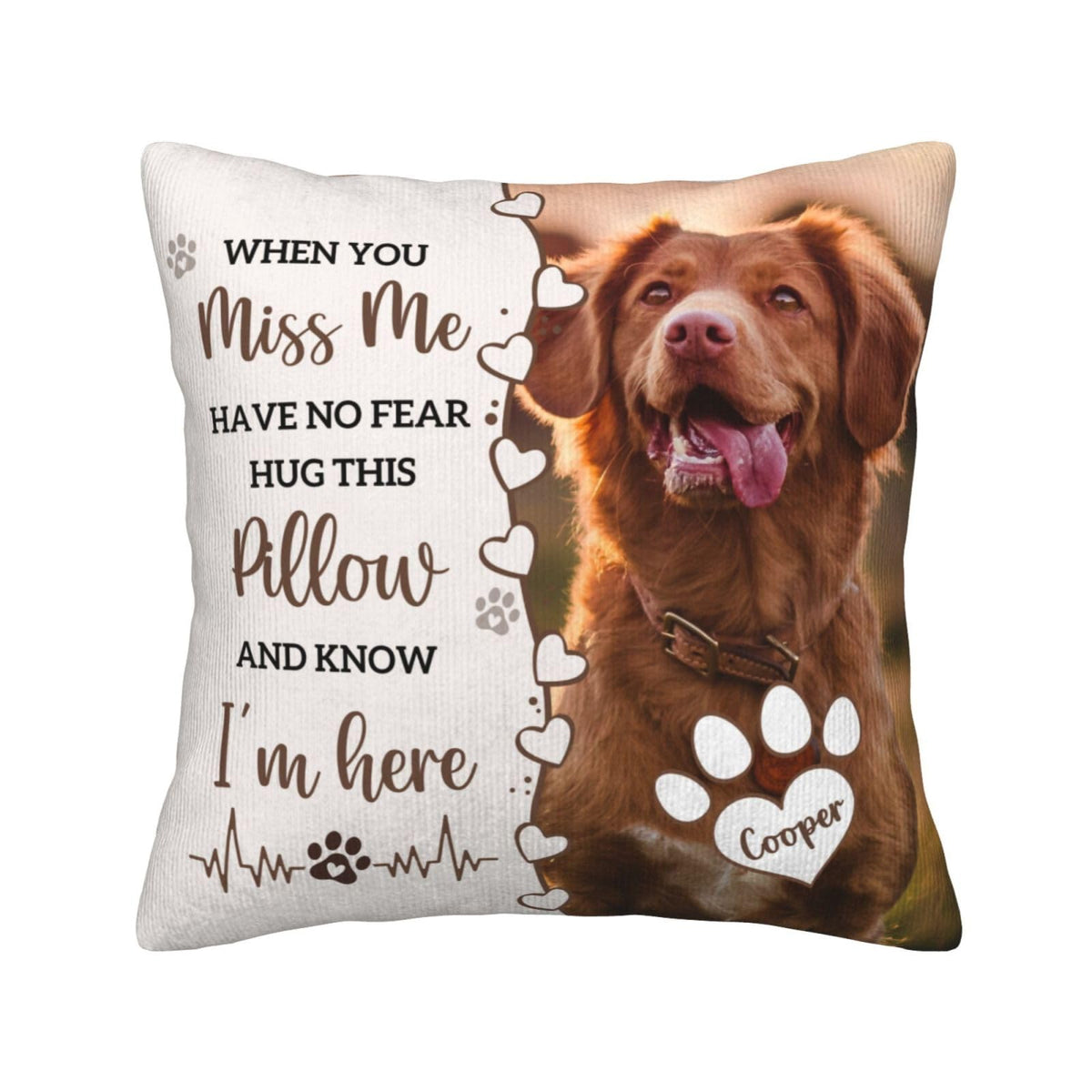 Personalized Pet Memorial Throw Pillow with Photo,Dog/Cat Loss Sympathy Gift,Pet Loss Bereavement Remembrance Gifts,Custom Pillowcase with Picture Two-Sided Design (Cream)