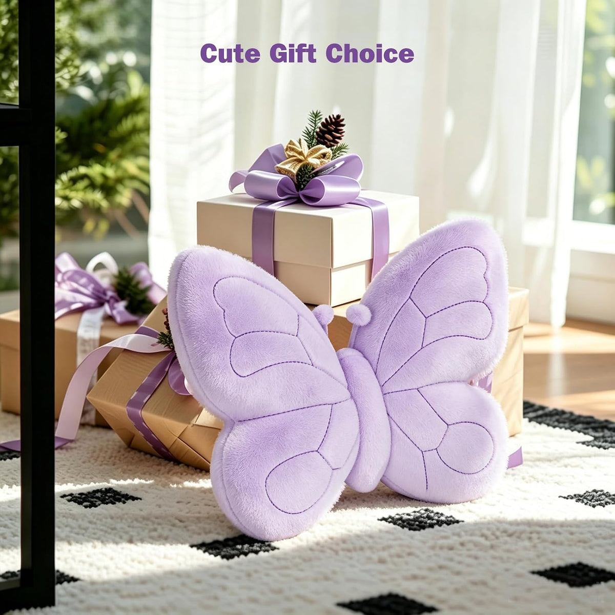 LANPU Butterfly Shaped Plush Throw Pillow for Sofa, Bed and Chair Decor