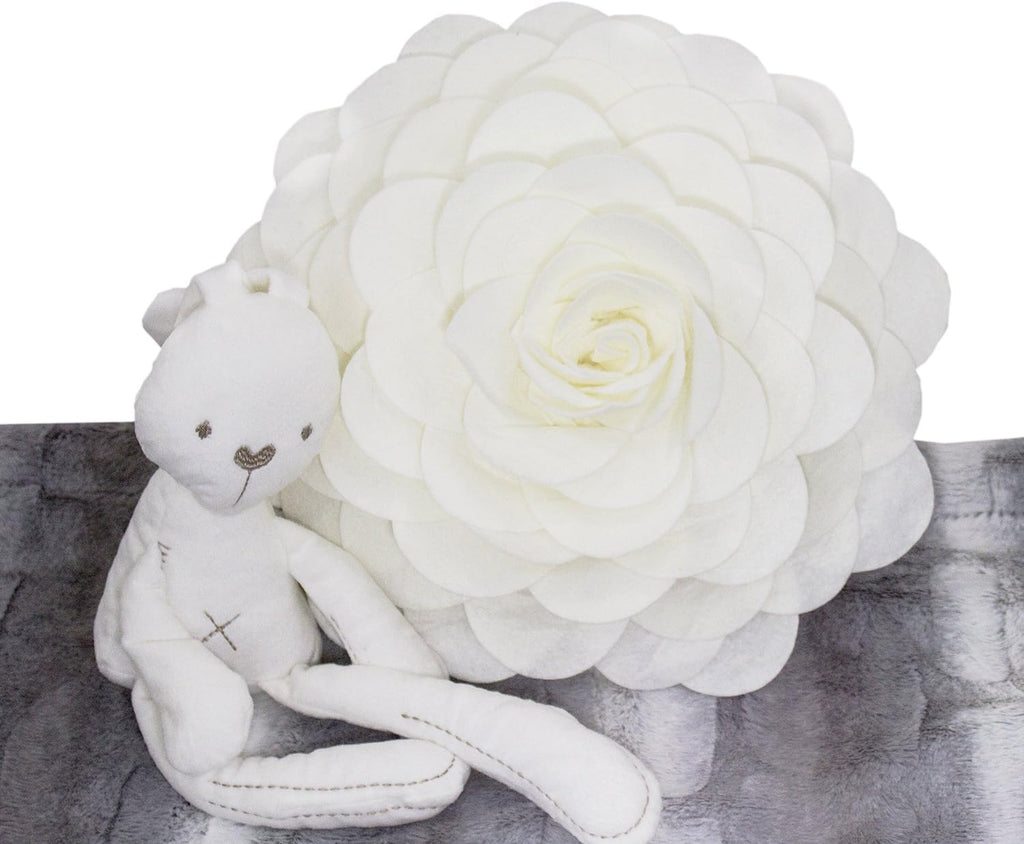 Fennco Styles Eva's Flower Garden Decorative Filled Throw Pillow 13" Round - Floral Accent Pillow for Home, Couch, Bed, Living Room, Holiday and Office Décor (Ivory)