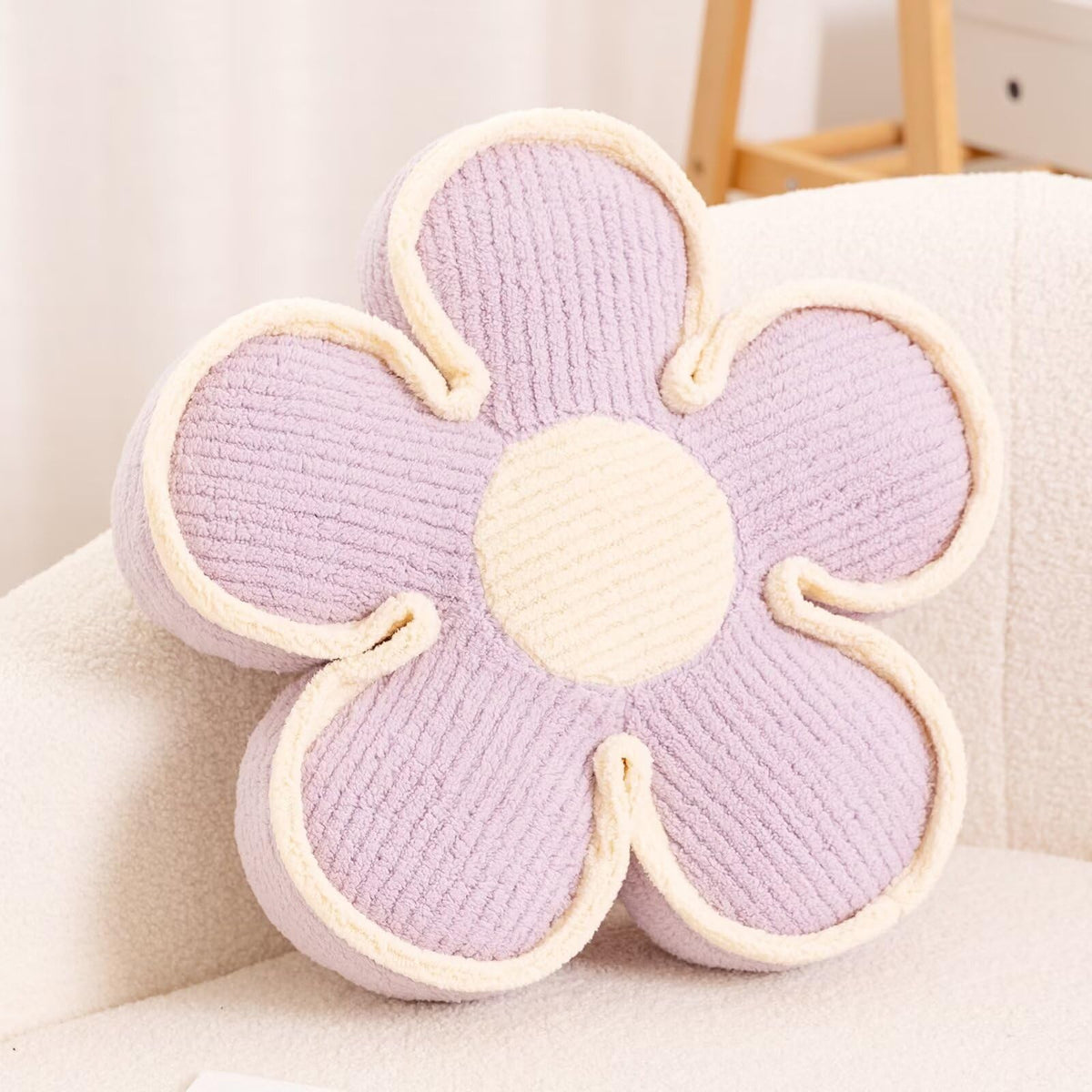 Kcvvcr Soft Flower Shaped Floor Cushion, Plush Decorative Throw Pillow, Cute Seating Cushion, Room Decor Pillow for Sofa Couch Bed (13.7 Inch, Black)
