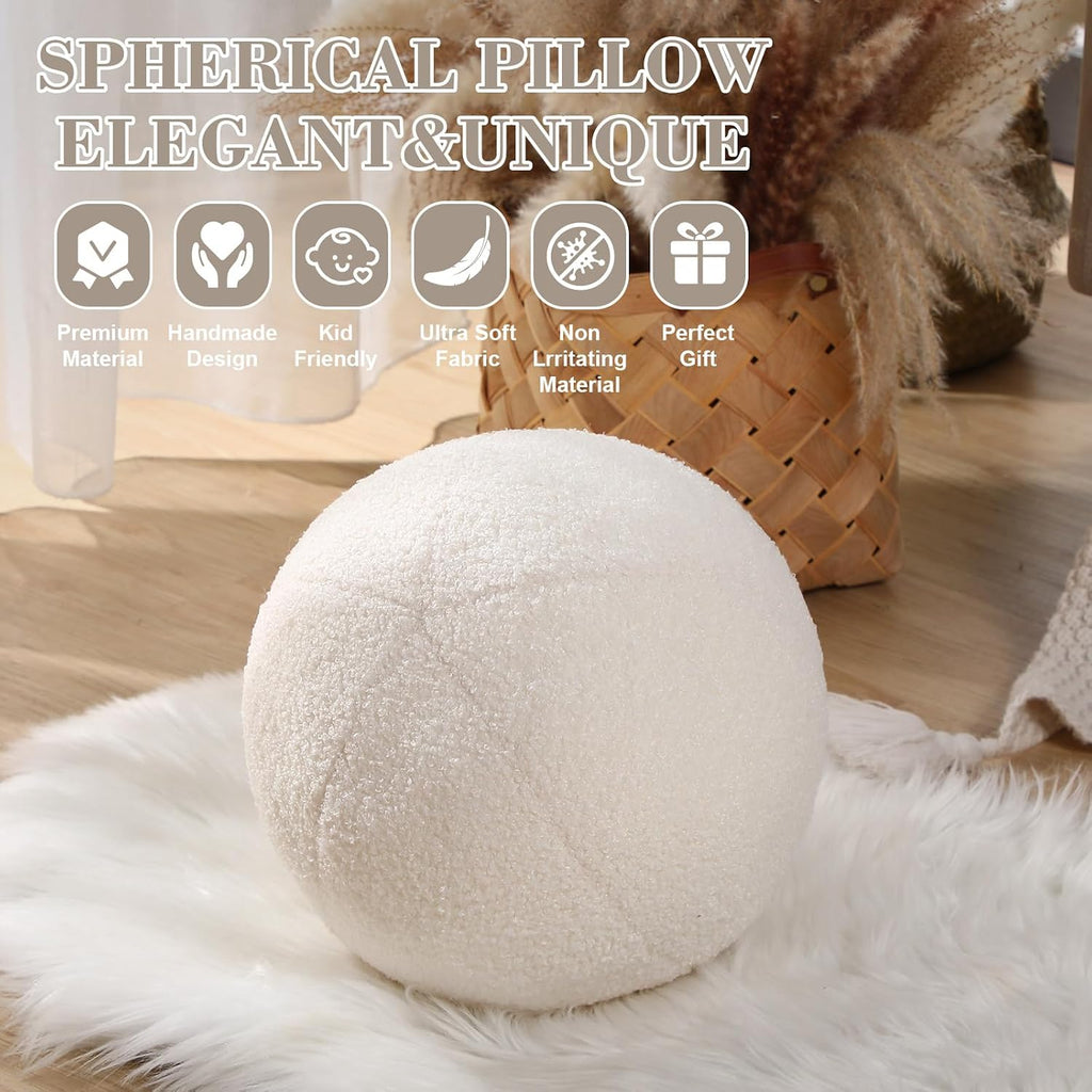 Suzile 3 Pack Ball Pillows, 13.8 Inch Round Throw Pillows,White