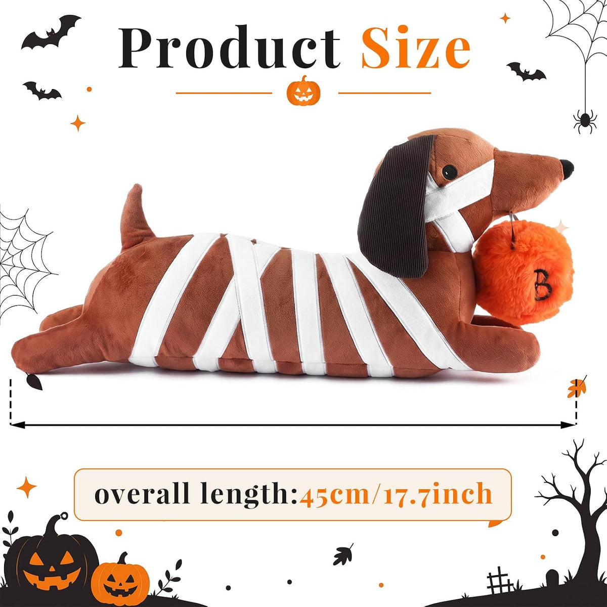 Gerrii 19'' Halloween Mummy Dachshund Pillow Dachshund Halloween Decoration