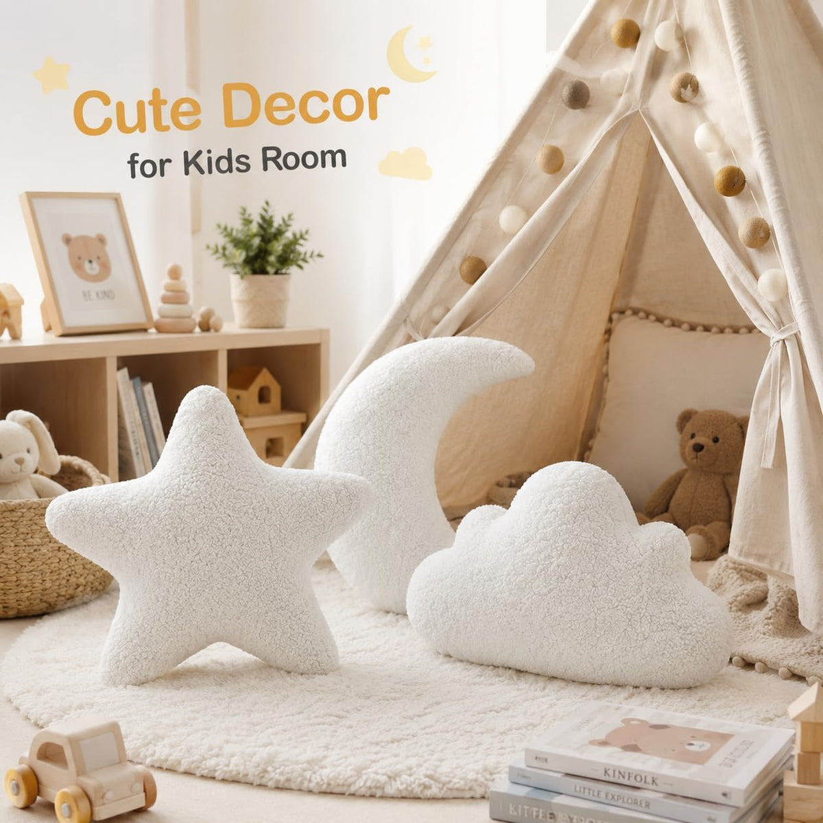 Cumule 3 Pack Cloud Moon Star Shaped Throw Pillows 16 Inch