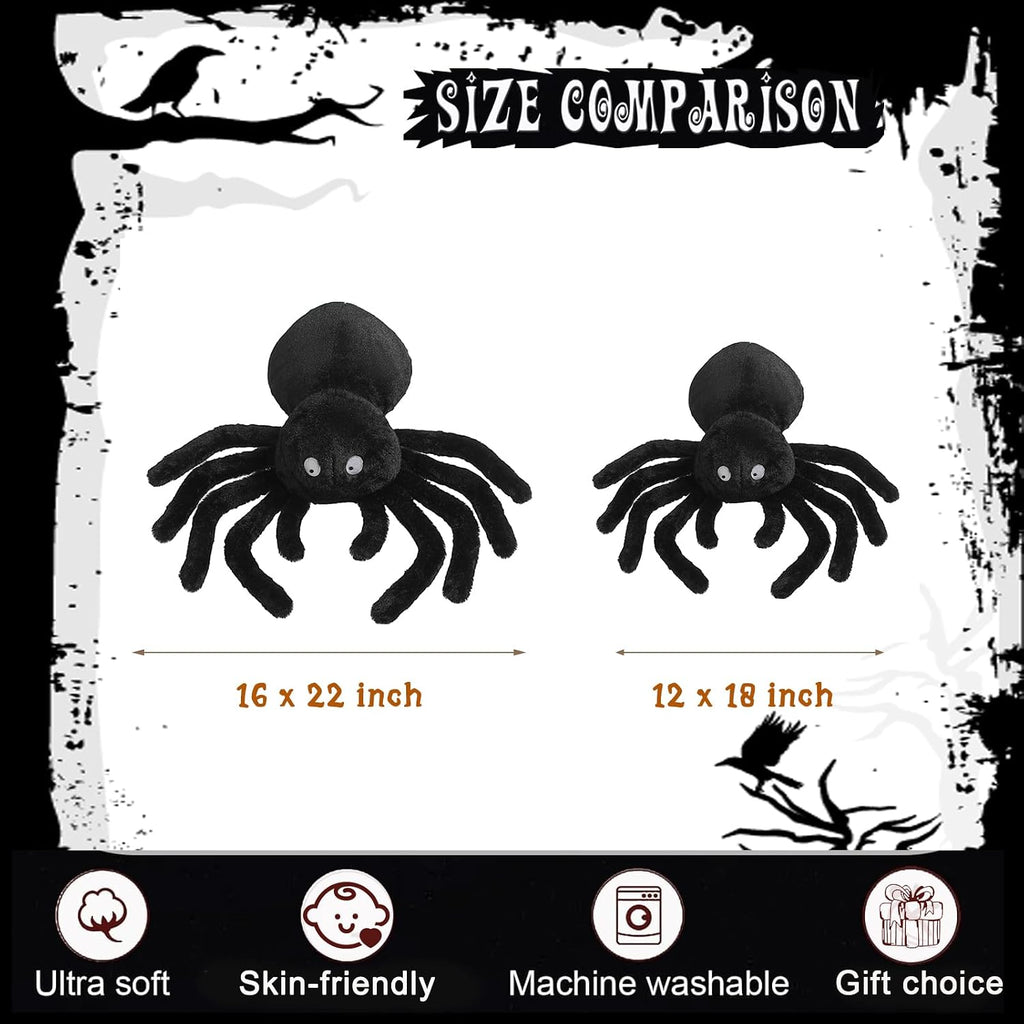 YRXRUS Halloween Spider Pillows, Cute Spider Shaped Throw Pillow for Happy Halloween Decoration, Black Plush Pillows Gifts, Extra-Large 16x22 in Soft Rabbit Fur Pillow for Fall Accent Pillows
