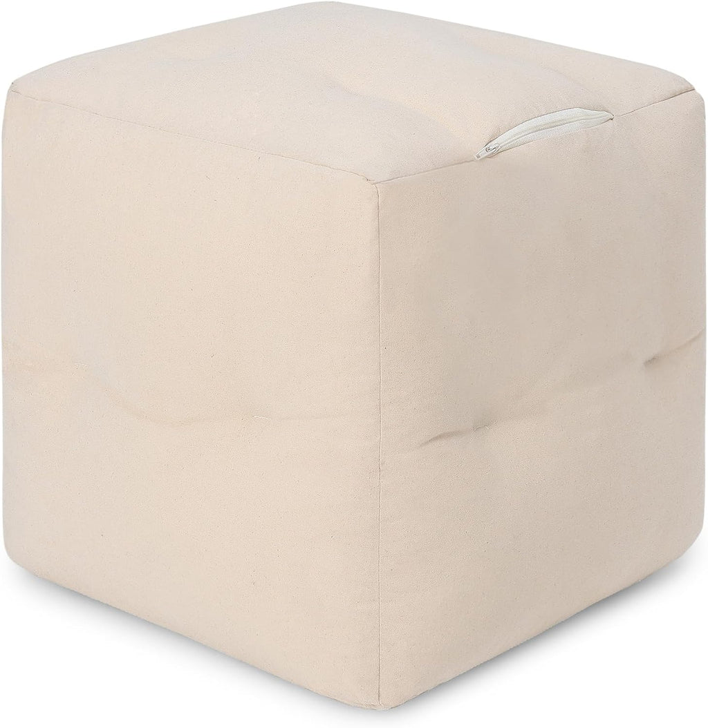 REDEARTH · Pouf Filler Ottoman Textured Boho Storage Cube Poof Decorative Pouffe Farmhouse Footrest Accent Footrest - Living Room Bedroom Nursery; 100% Cotton (17"X17"X17", Natural)