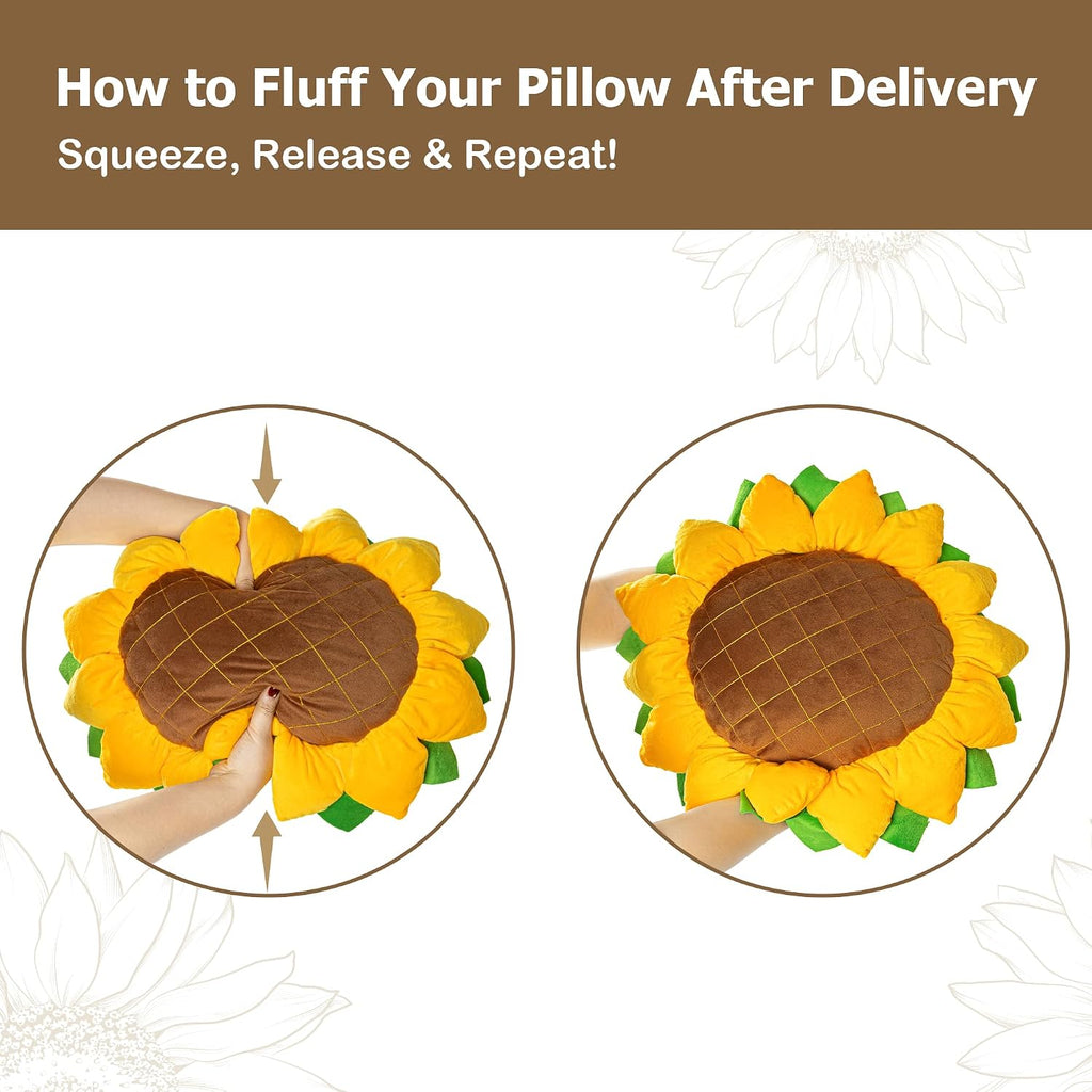 AELS Set of 2 Sunflower Pillow, 3D Decorative Throw Pillow, 20.4"& 16.5" Cute Sunflower Decor for Plant Lover, Sofa Couch Living Room Bedroom Nursery Decor, Yellow