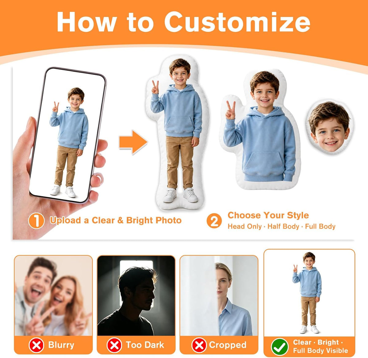 Custom Pillow with Picture, Custom Body Pillow Personalized Pet Pillows