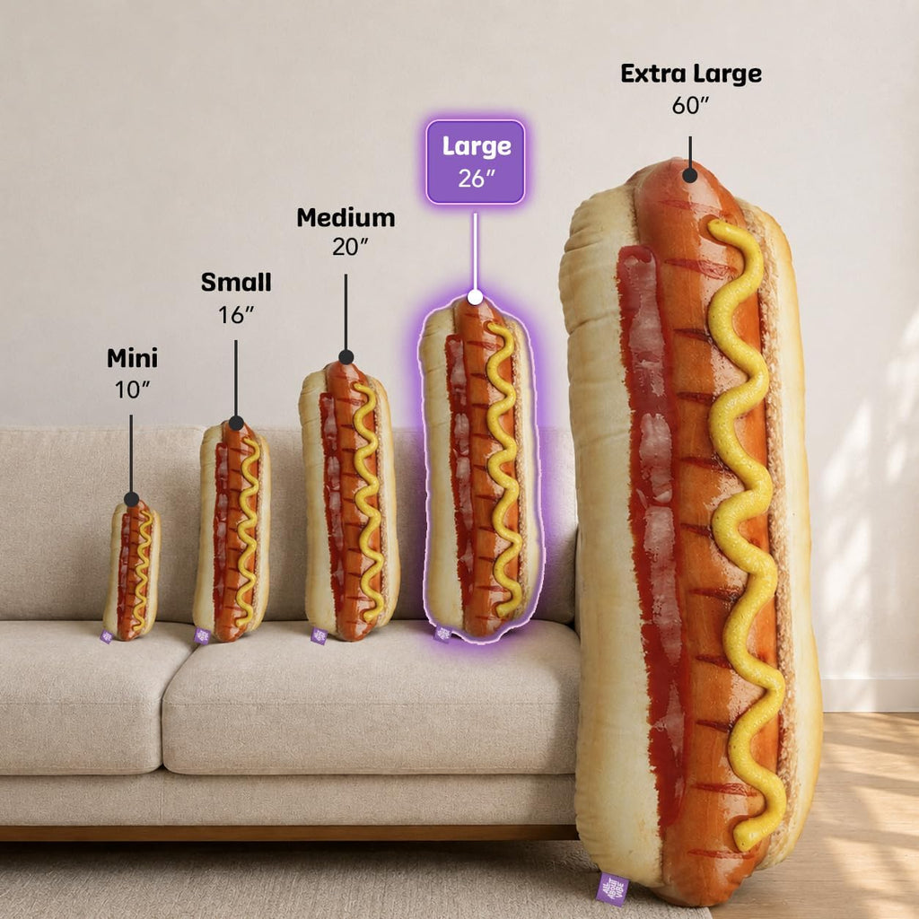 All About Vibe Hot Dog Pillow, Realistic 3D Novelty Throw Pillow