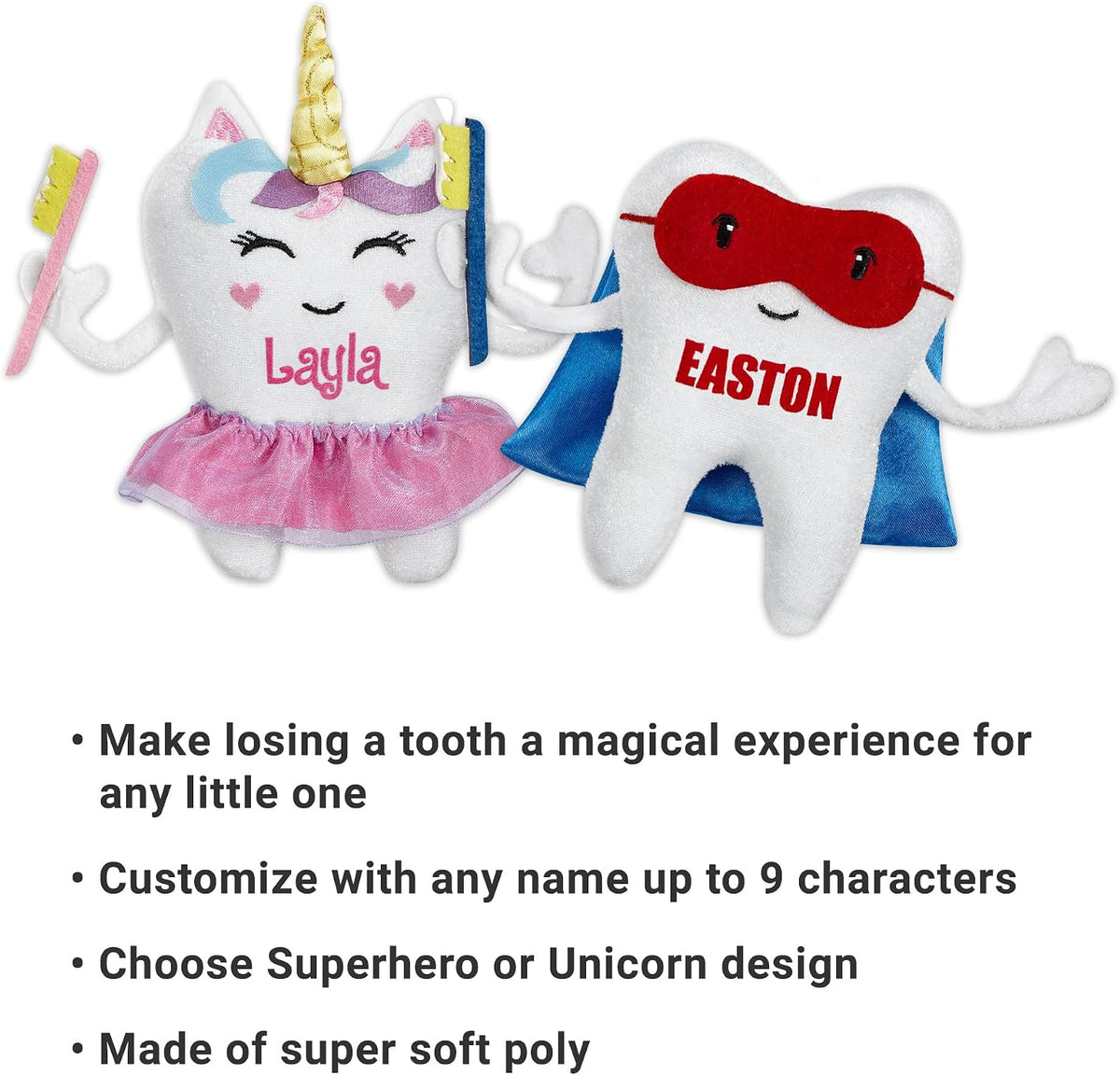 Let's Make Memories Personalized Tooth Fairy Pillow - Superhero Design - Tooth Fairy Pillow - Customize with Any Name - 5" W x 6" H