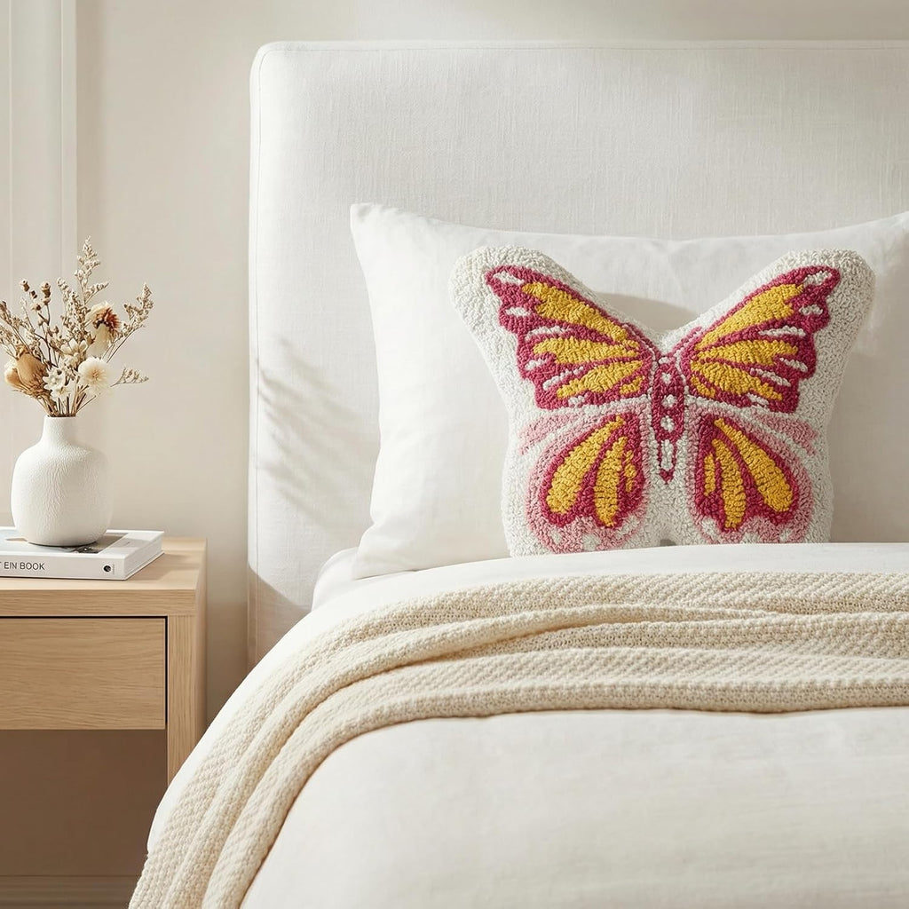 Butterfly Pillow Embroidered Throw Pillows Gifts for Woman Mother Adults Home Sofa Living Room Bedroom Home Indoor Decor