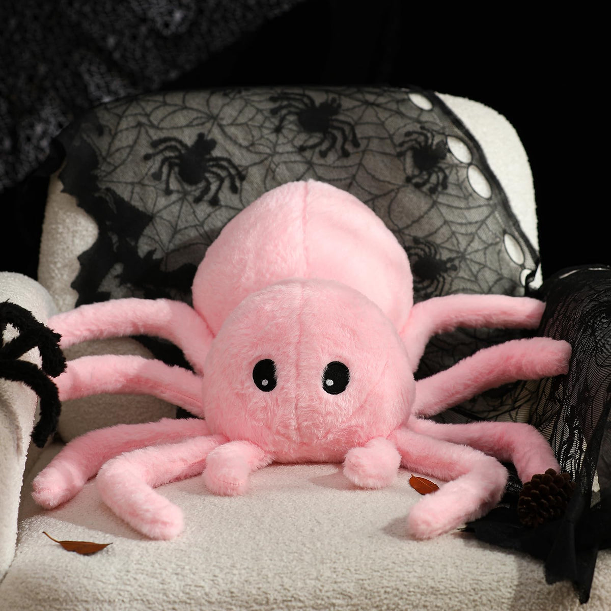 YRXRUS Halloween Spider Pillows, Cute Spider Shaped Throw Pillow for Happy Halloween Decoration, Black Plush Pillows Gifts, Extra-Large 16x22 in Soft Rabbit Fur Pillow for Fall Accent Pillows