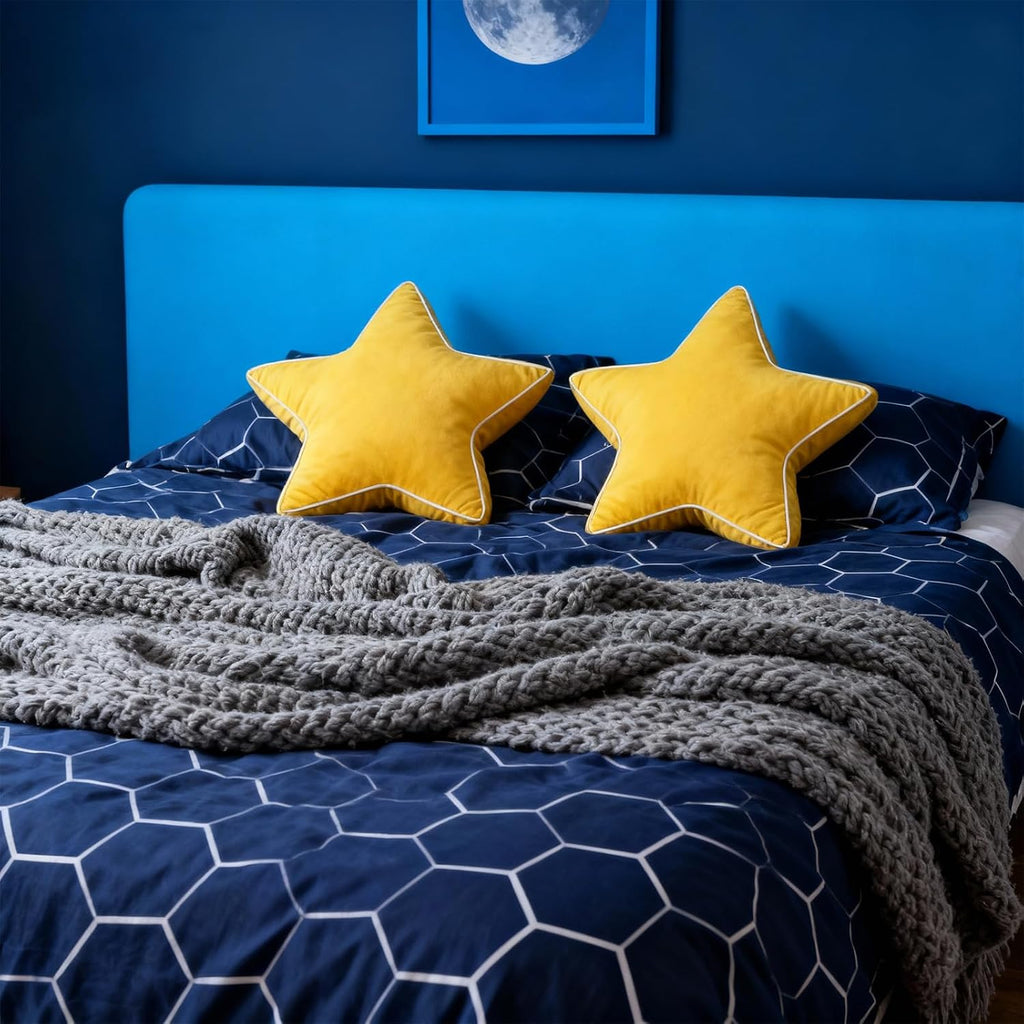 Star Pillow - 22 Inches Decorative Pillows Cozy Room Décor Large Throw Pillow Accent Floor Cushion Yellow