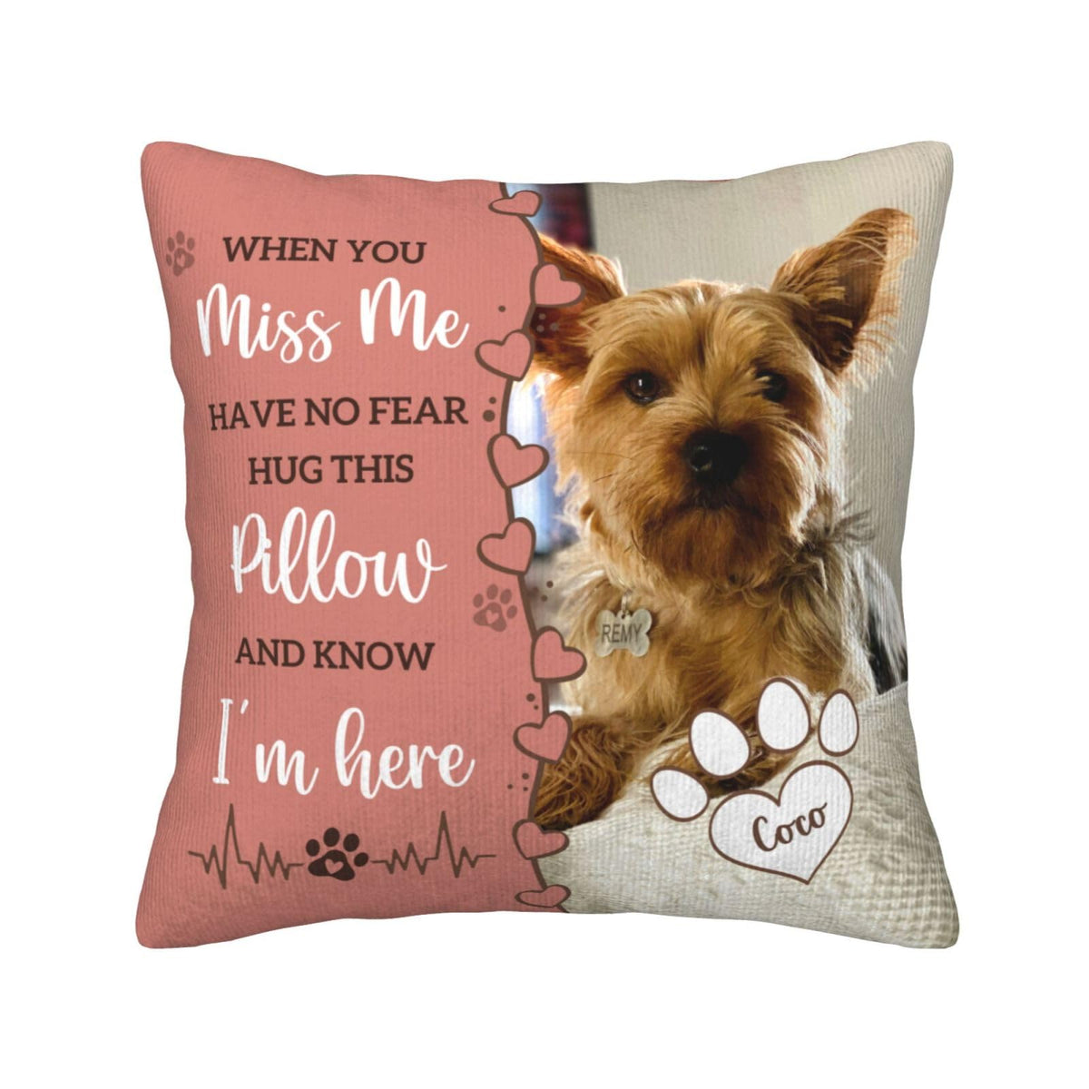 Personalized Pet Memorial Throw Pillow with Photo,Dog/Cat Loss Sympathy Gift,Pet Loss Bereavement Remembrance Gifts,Custom Pillowcase with Picture Two-Sided Design (Cream)