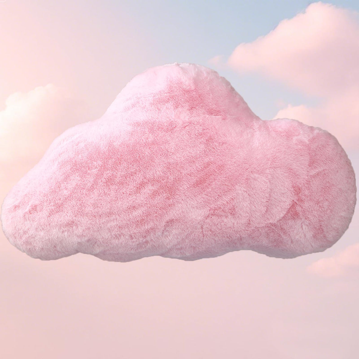 YRXRUS Cloud Pillows, White Cloud Shaped Pillow, Decorative Throw Pillow Gifts, Cute Plush Room Decor, Fluffy Faux Rabbit Fur 9.5"x16" Pillows for Living Bedroom Kids Room
