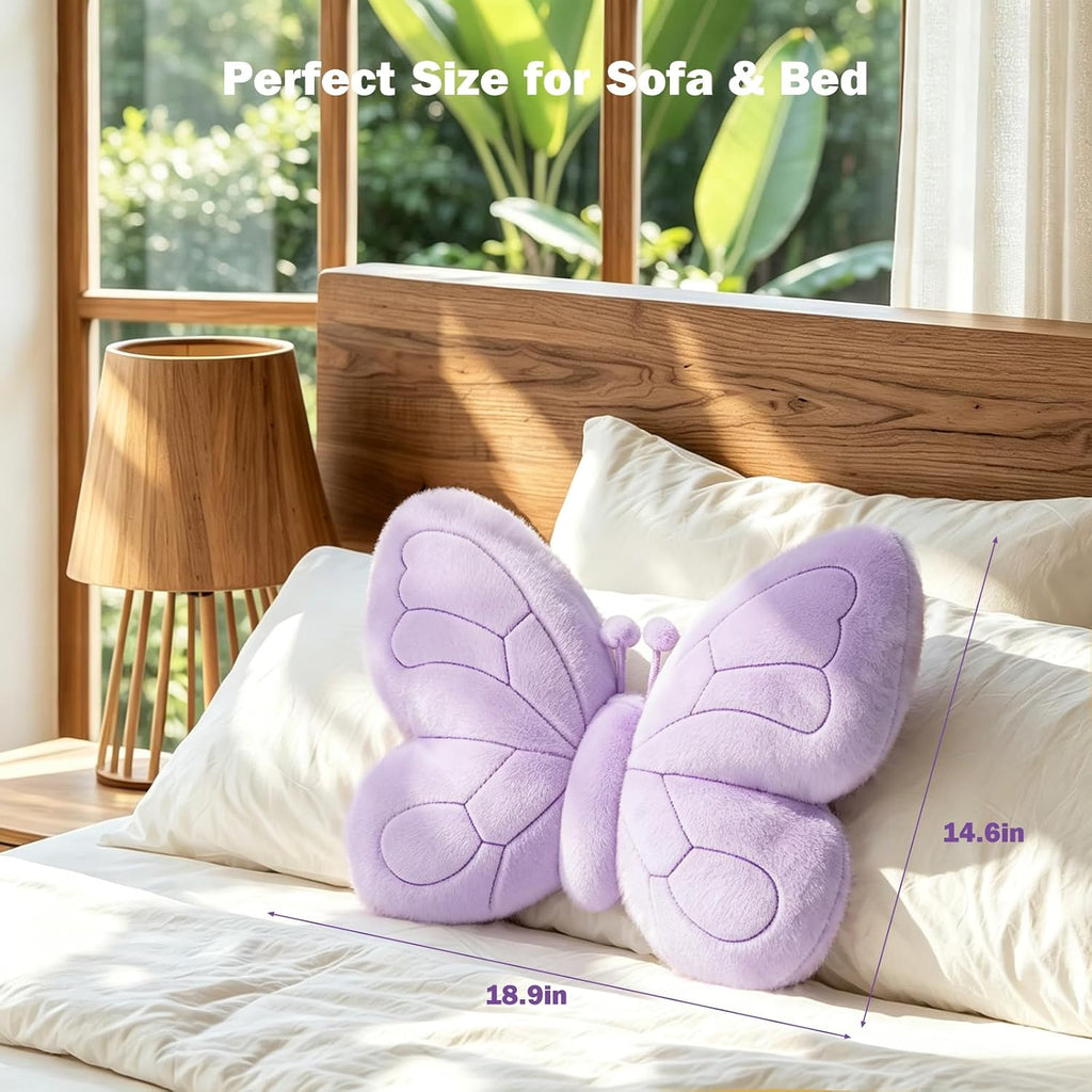 LANPU Butterfly Shaped Plush Throw Pillow for Sofa, Bed and Chair Decor