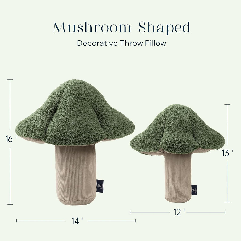 Phantoscope Mushroom Shaped Throw Pillow, Teddy Fleece Soft Mushroom Decorative Pillows Cute 3D Shaped Cushion for Couch Sofa Bed Chair, Light Green,13 x 12 inches