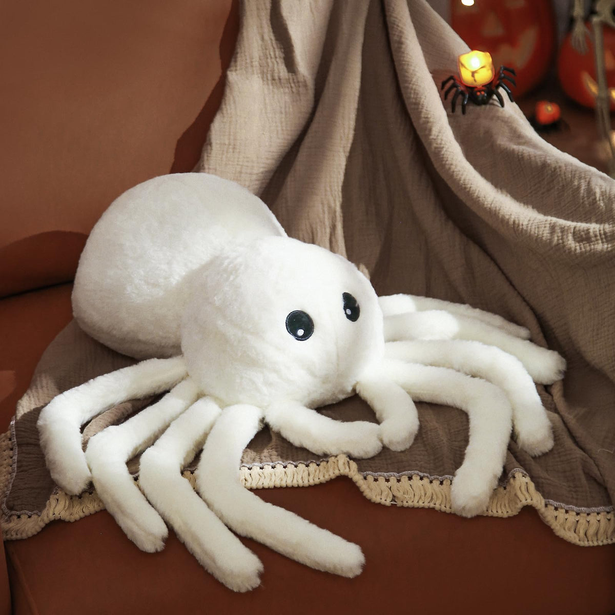 YRXRUS Halloween Spider Pillows, Cute Spider Shaped Throw Pillow for Happy Halloween Decoration, Black Plush Pillows Gifts, Extra-Large 16x22 in Soft Rabbit Fur Pillow for Fall Accent Pillows