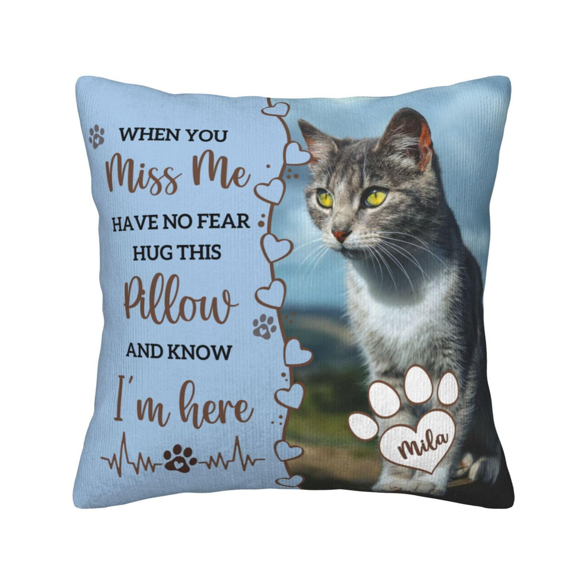 Personalized Pet Memorial Throw Pillow with Photo,Dog/Cat Loss Sympathy Gift,Pet Loss Bereavement Remembrance Gifts,Custom Pillowcase with Picture Two-Sided Design (Cream)