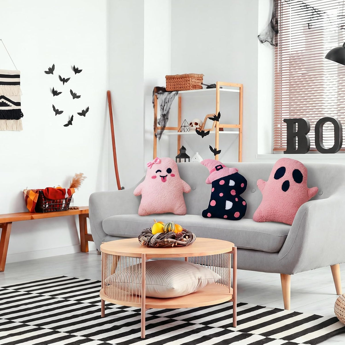 3 Pcs Boo Ghost Halloween Decorative Throw Pillows