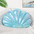 Marble Empire Seashell Pillow - Holographic Iridescent Foil Fabric Throw Pillow for Couch, Coastal Beach Theme Decor, Ocean Themed Bedroom Living Room Accent Pillow（Pearl White,14×11''）