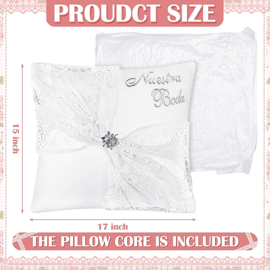 SmoothNovelty 2 Set Wedding Kneeling Pillows 17x15 Inch Nuestra Boda Satin