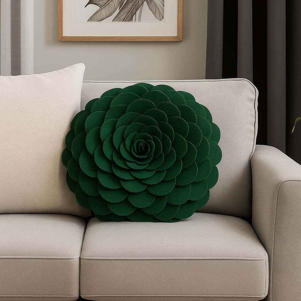 Fennco Styles Eva's Flower Garden Decorative Filled Throw Pillow 13" Round - Floral Accent Pillow for Home, Couch, Bed, Living Room, Holiday and Office Décor (Ivory)