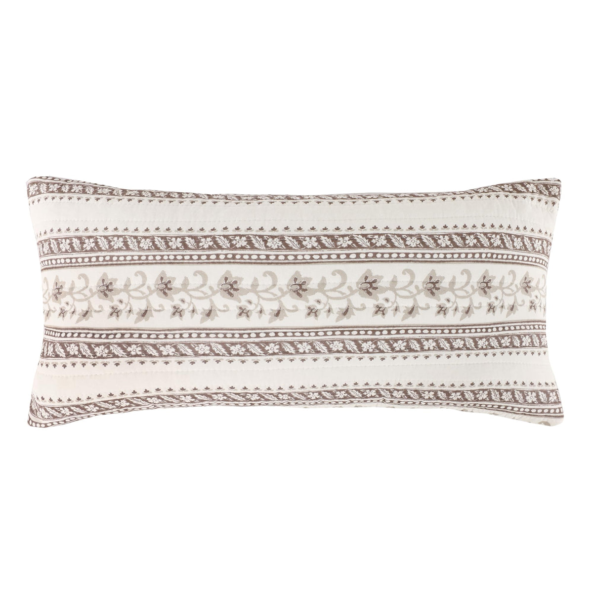 Levtex Home - Adare Taupe - Decorative Pillow (12 x 24in.) - Floral - Taupe, Grey and Cream