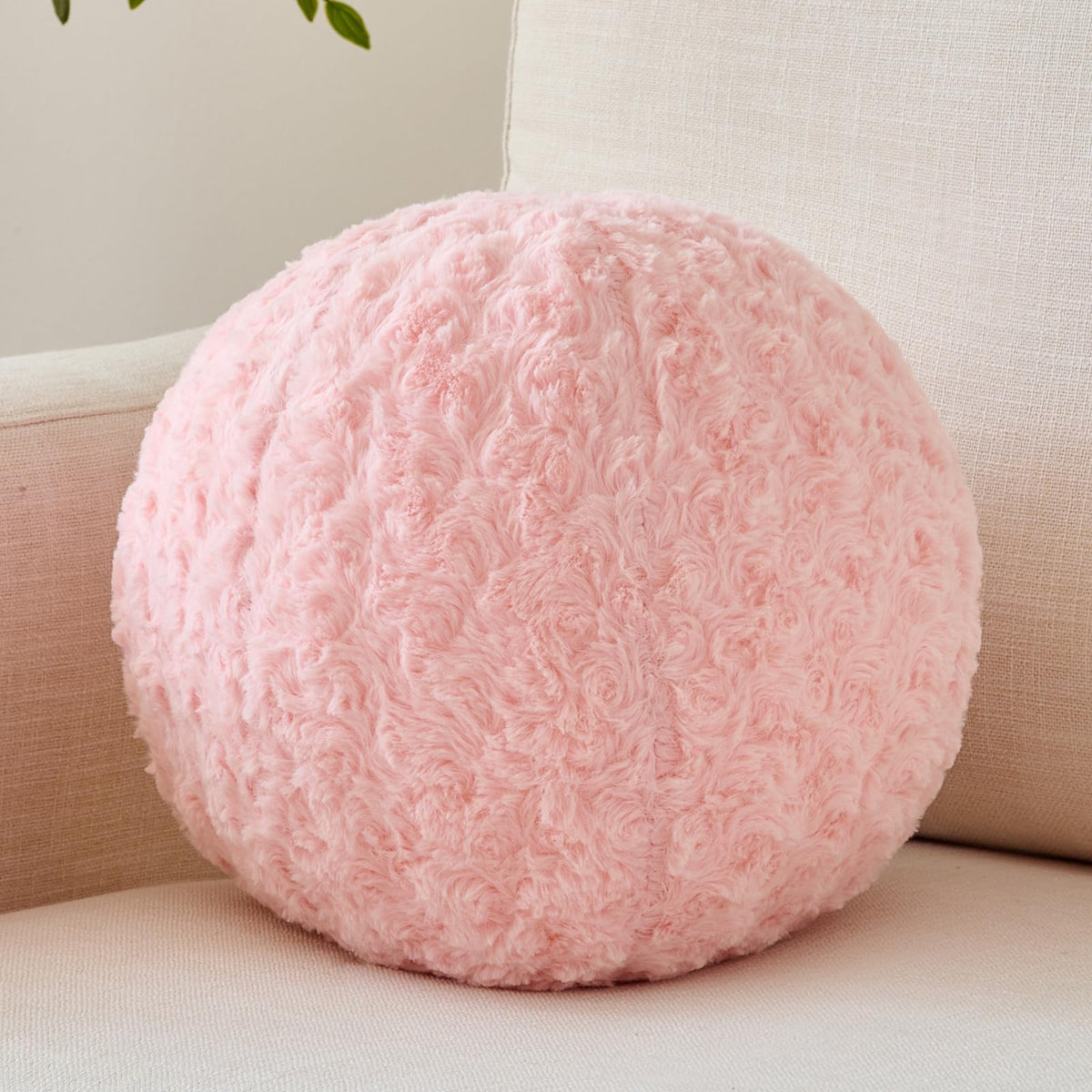 Ball Pillow, Decorative Round Pillow for Couch n, Circle Throw Pillows, Perfect Ball Pillows for Couch, Stylish Decorative Pillows, Versatile Round Throw Pillow (White, Mini-8.6 Inches)