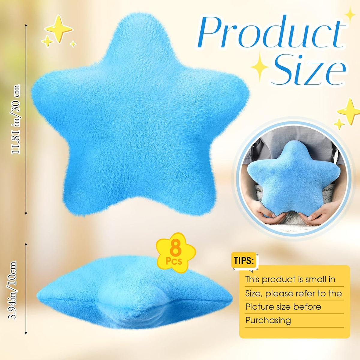 Beeveer 8 Pack Star Shaped Throw Pillow Plush Bulk Decorations, Cute