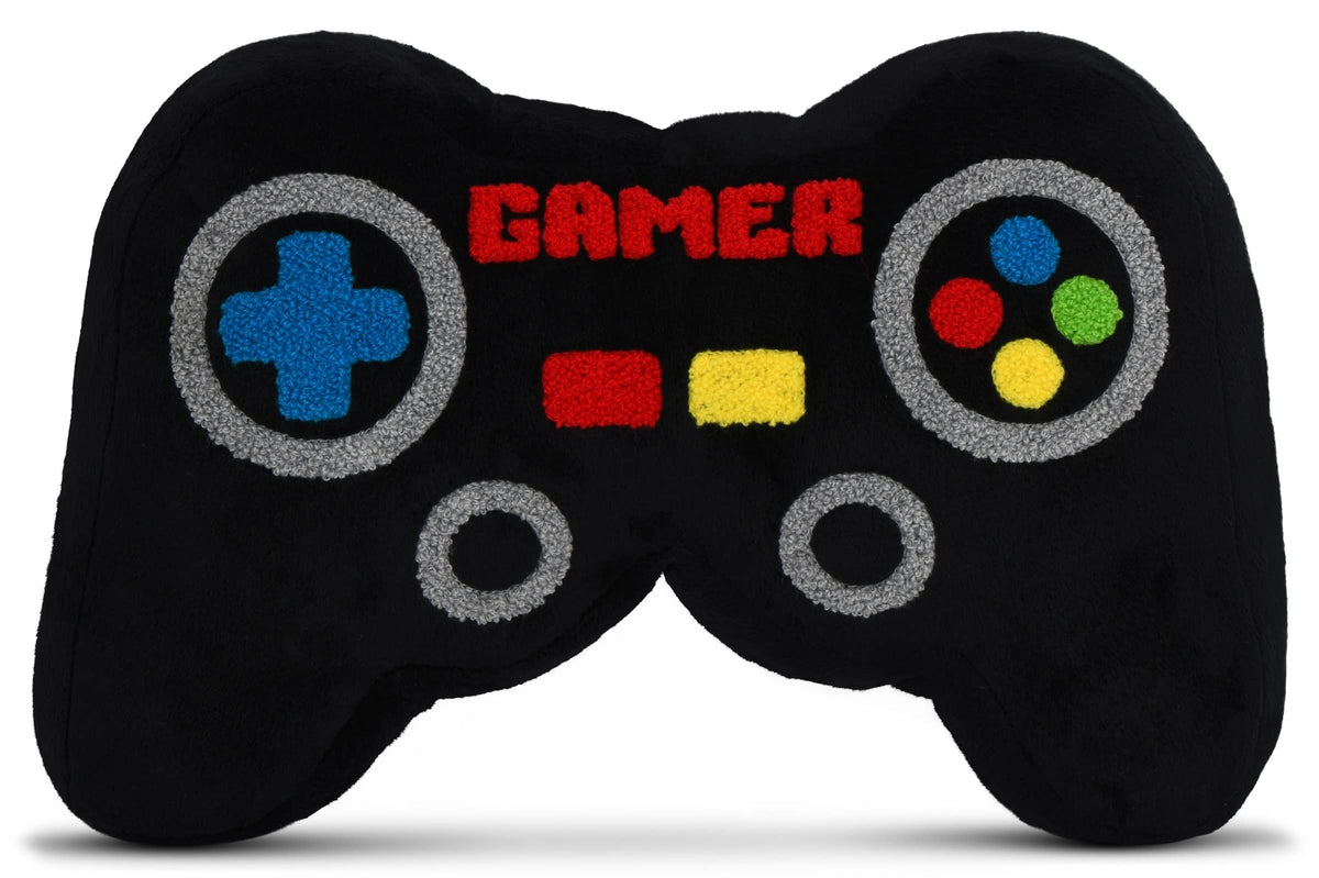 iscream 3D Plush Video Game Controller Shaped 12.5" x 8" Chenille Accent Pillow