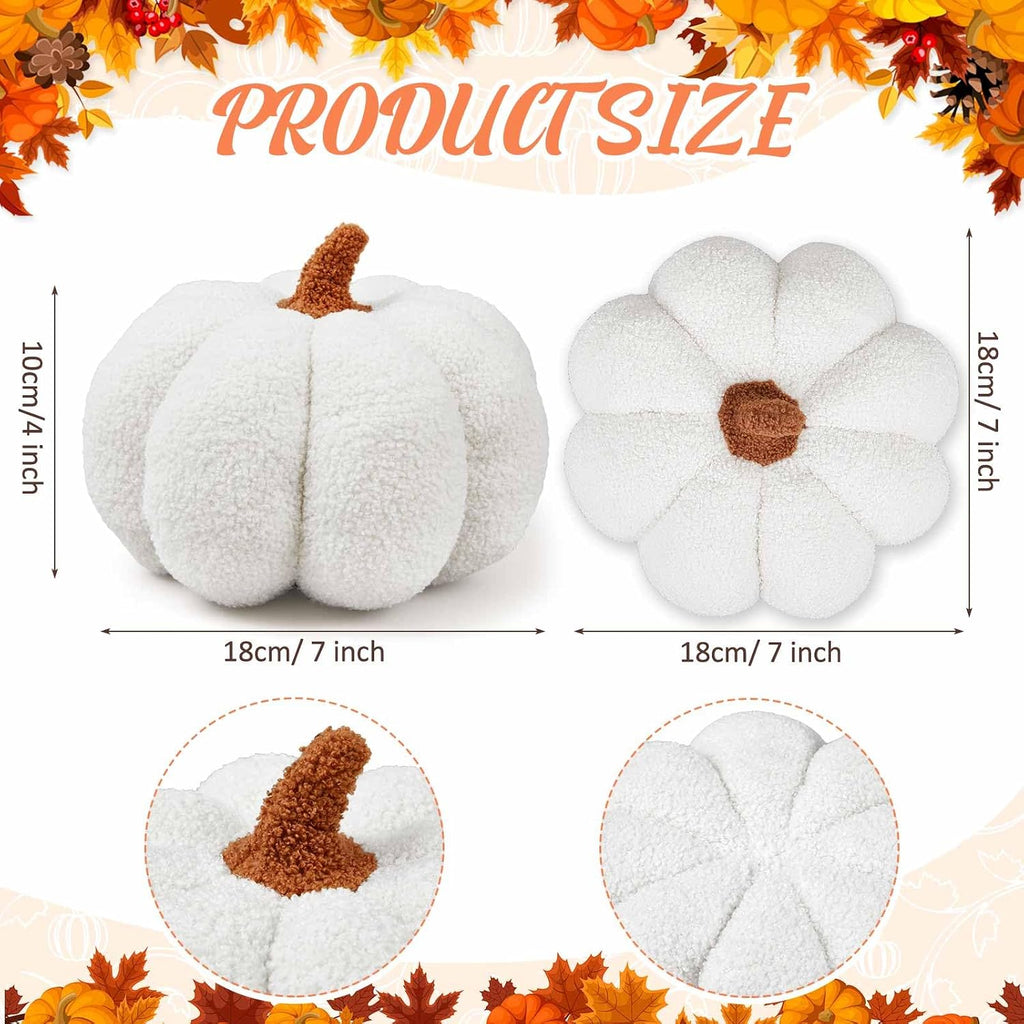 Juexica Stuffed Pumpkin Pillow Fall Halloween Decor Cushion,White,Small