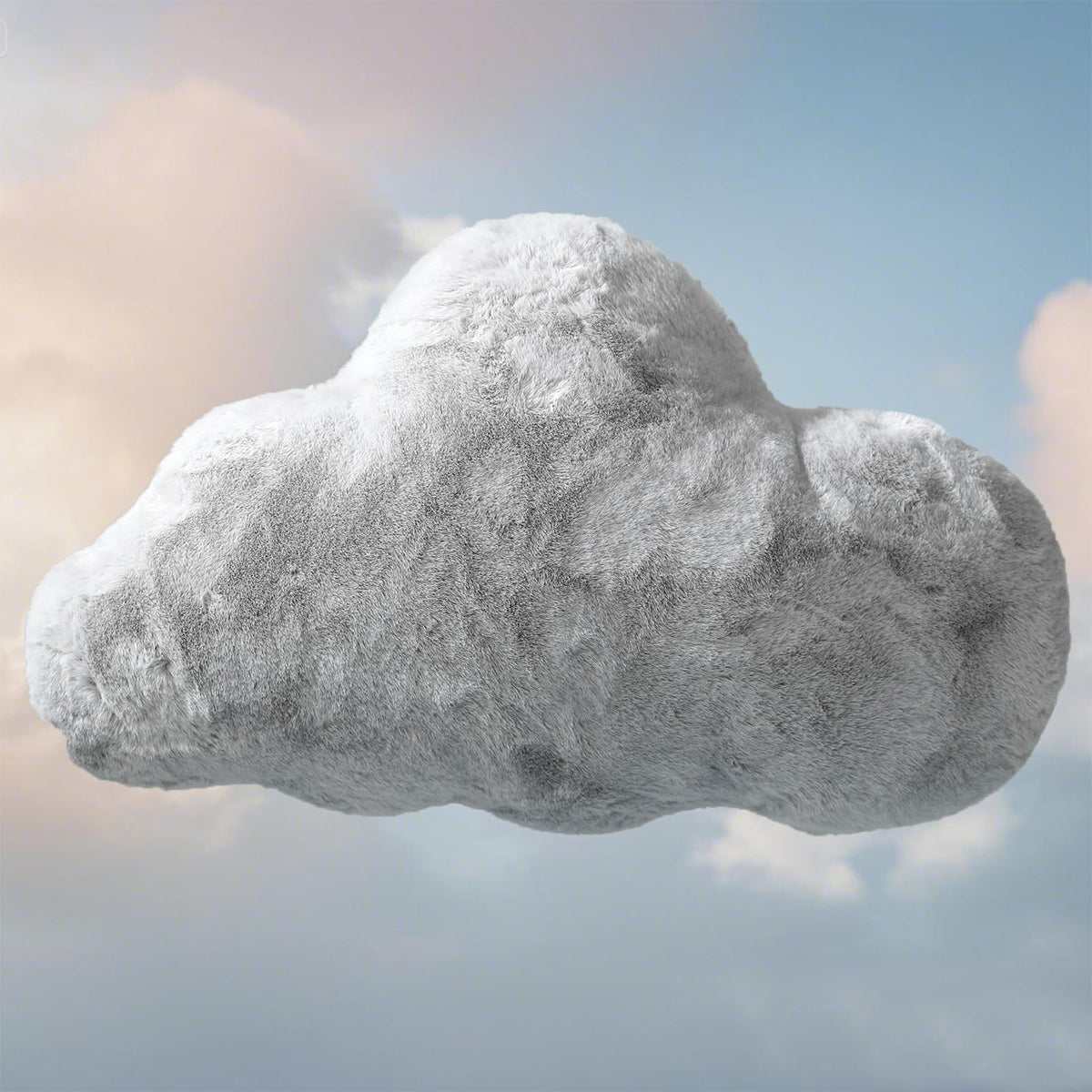 YRXRUS Cloud Pillows, White Cloud Shaped Pillow, Decorative Throw Pillow Gifts, Cute Plush Room Decor, Fluffy Faux Rabbit Fur 9.5"x16" Pillows for Living Bedroom Kids Room