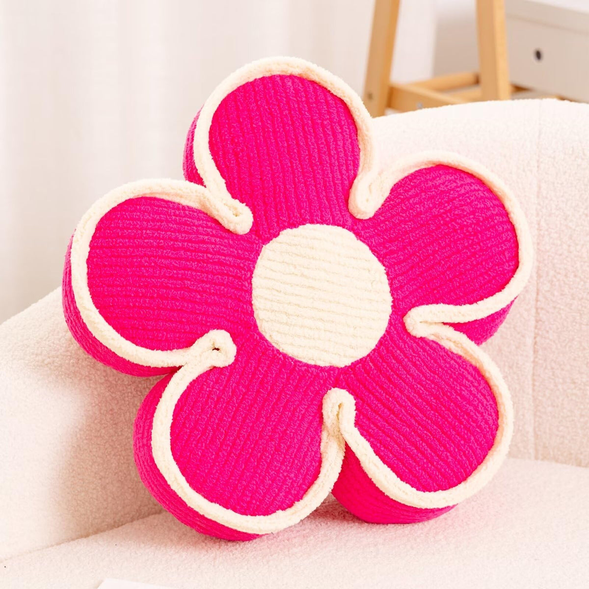 Kcvvcr Soft Flower Shaped Floor Cushion, Plush Decorative Throw Pillow, Cute Seating Cushion, Room Decor Pillow for Sofa Couch Bed (13.7 Inch, Black)