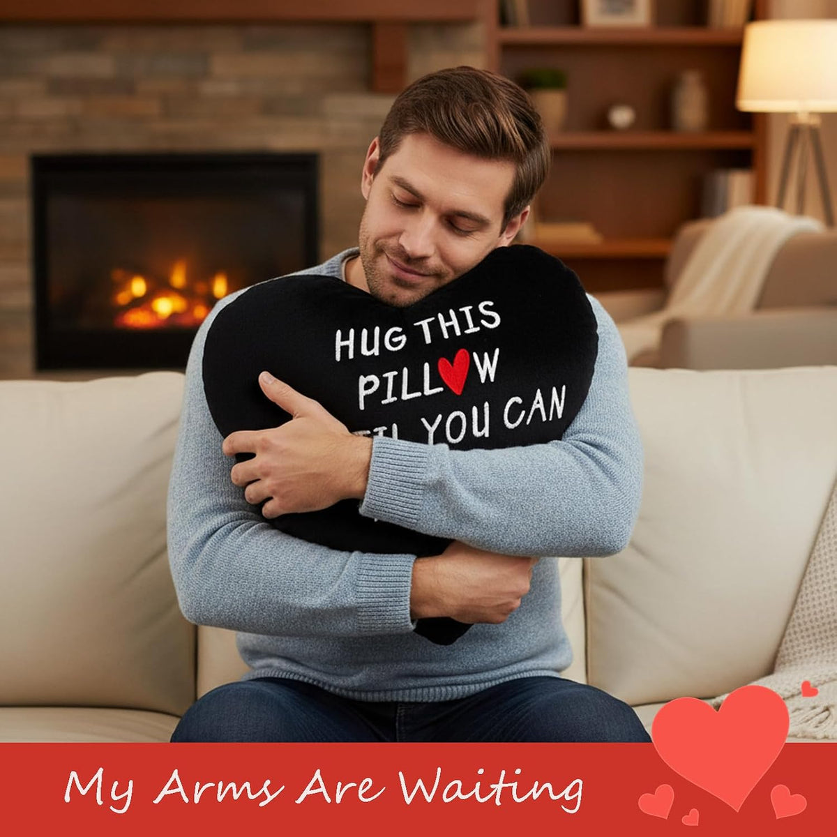 Valentines Day Hug This Pillow Until You Can Hug Me Pillow Boyfriend Gifts Throw Pillows for Long Distance Relationship Gift for Adults Women Friends