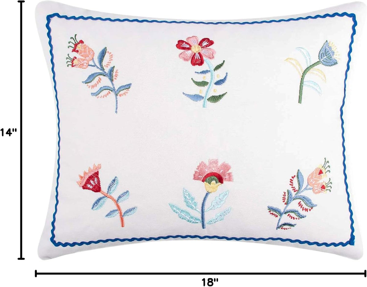 Levtex Home - Danika - Decorative Pillow (14 x 18in.) - Floral - Blue, Pink, Blush and White