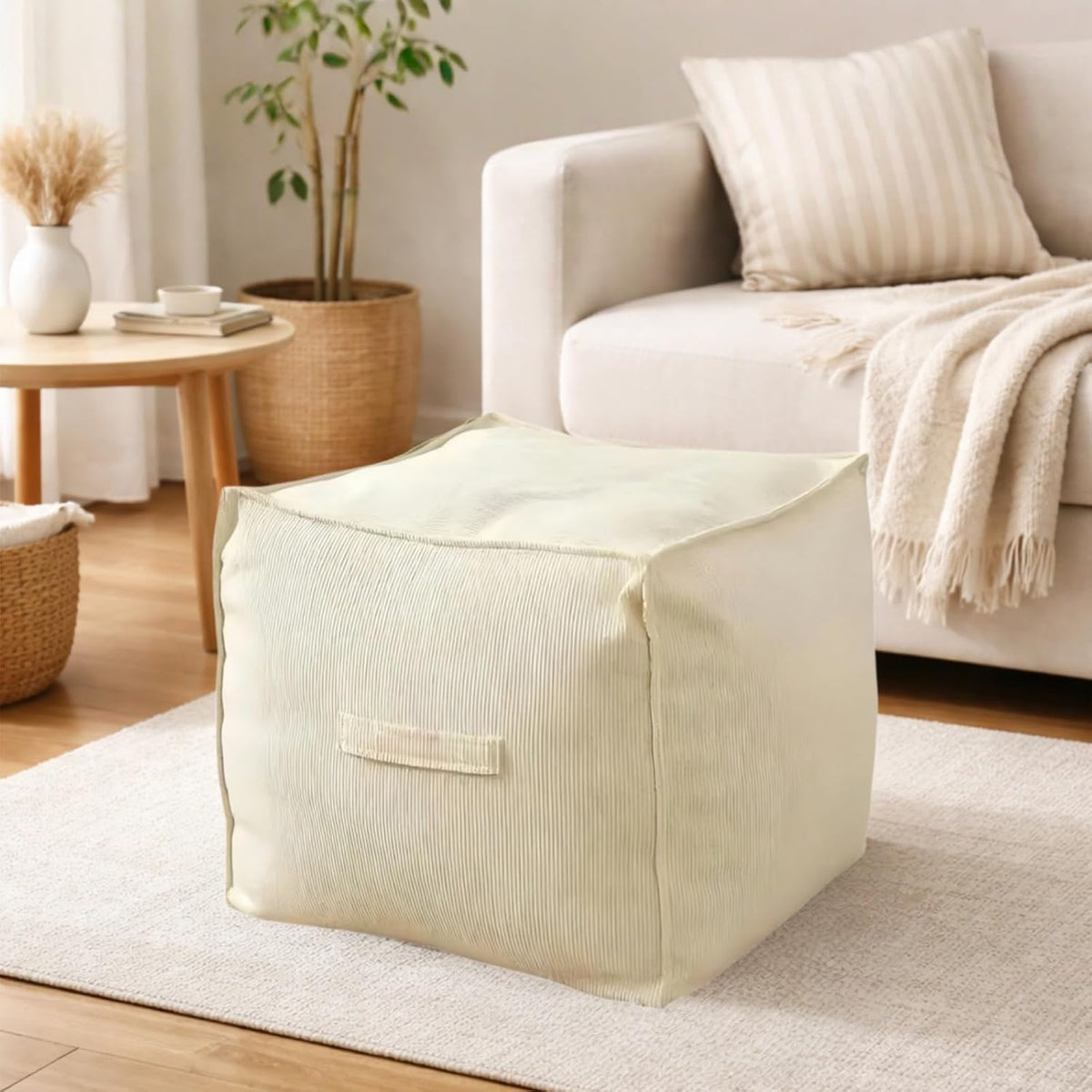 Unstuffed Pouf Ottoman Cover for Living Room