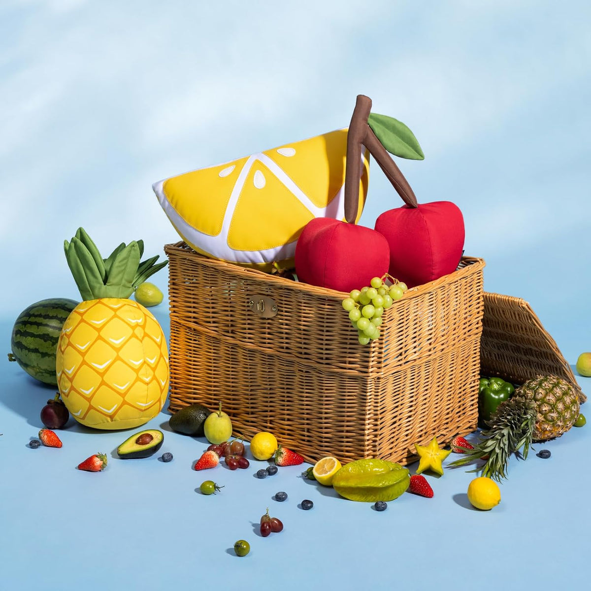 Phantoscope Fruit Outdoor Shaped Pillow Series Lemon Wedge Shaped Waterproof Outdoor Throw Pillow with Leather Decorative, Cushions for Fun Home Decor for Patio, Pool, Yellow, 9.5 x 18 inches