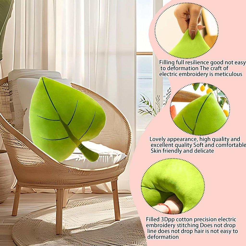 19.7" Leaf Pillow,Green Stuffed Plant Shaped Cushion Throw Toy