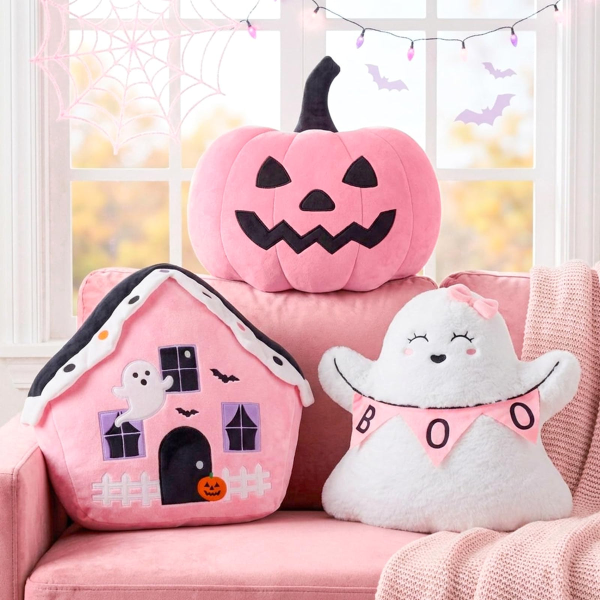 3 Pcs Boo Ghost Halloween Decorative Throw Pillows