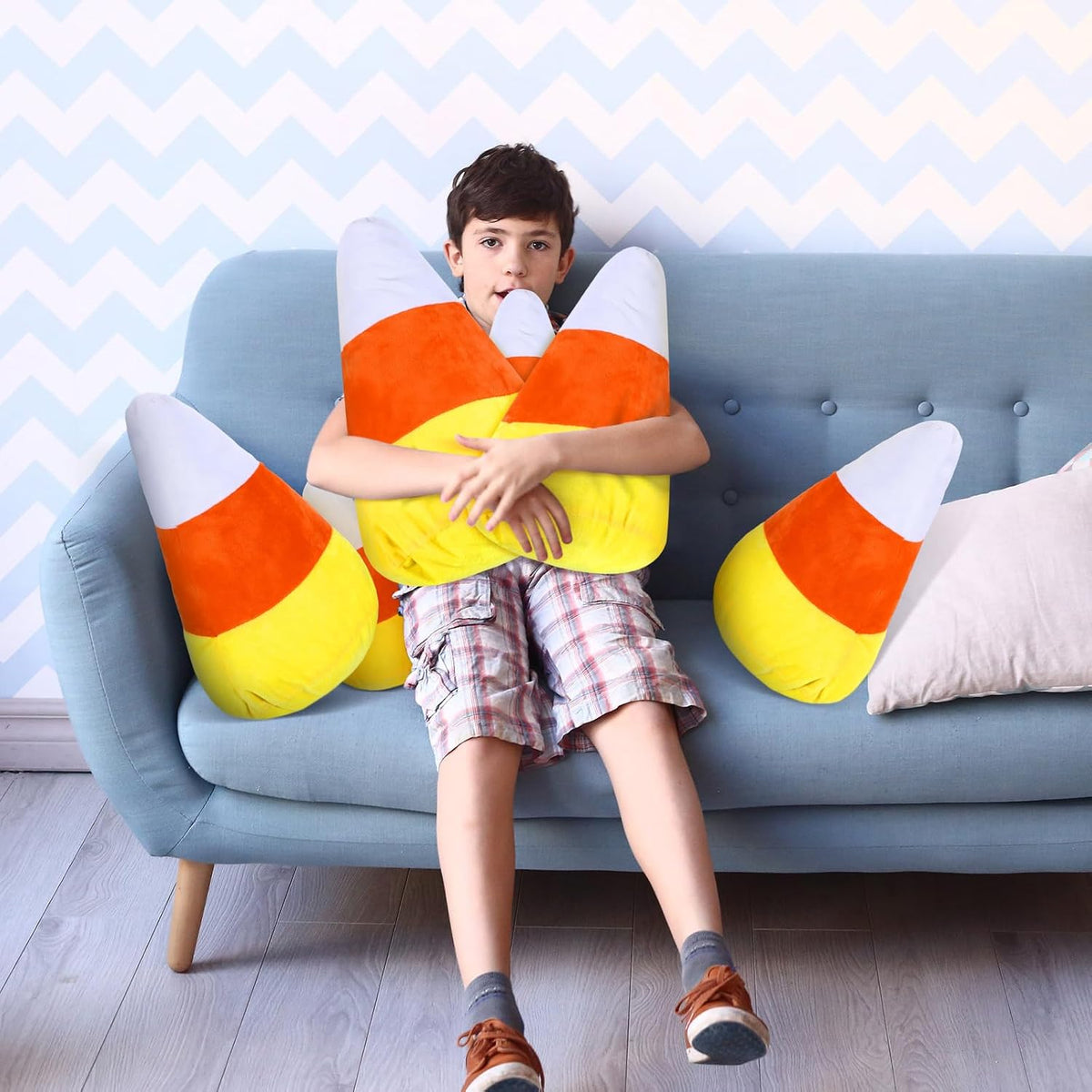 Huwena 3 Pcs Halloween Candy Corn Plush Pillows Shaped Throw,Candy Corn
