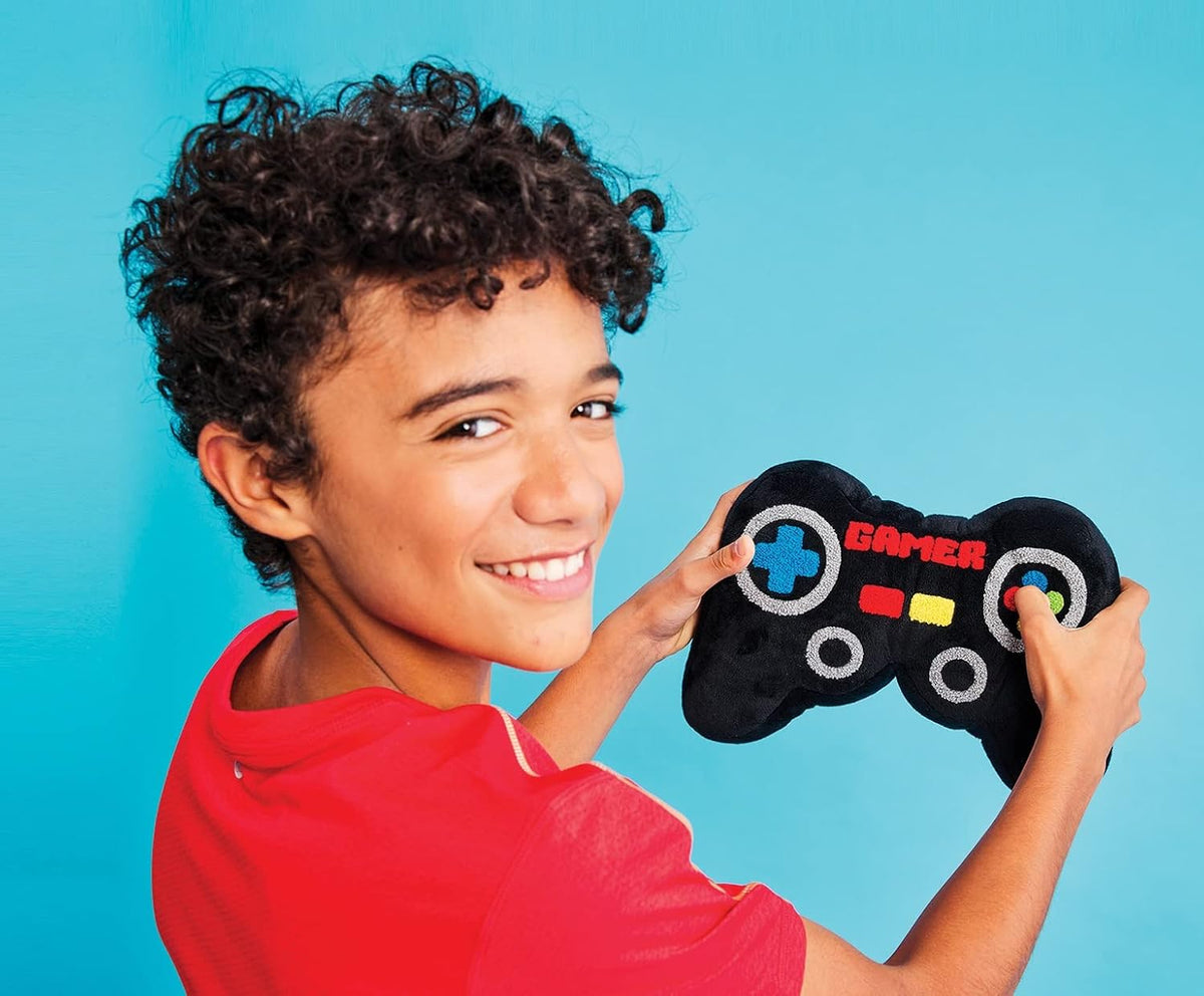 iscream 3D Plush Video Game Controller Shaped 12.5" x 8" Chenille Accent Pillow