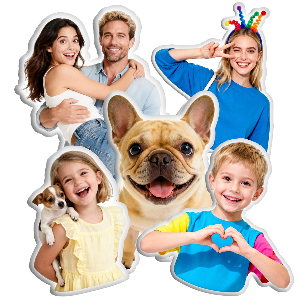 Custom Face Pillow Personalized Photo Plush Doll with Picture, Customized Pet Stuffed Pillow Funny Christmas Birthday Valentines Day Gifts for Couple Family