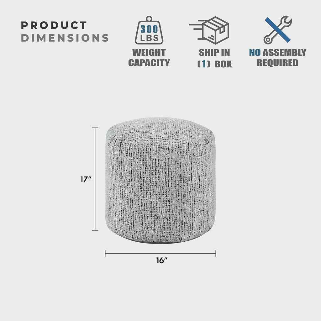 Lexicon Pouf Ottoman, Round Ottoman Foot Rest, Chenille Fabric Pouf, Small Foot Stools for Couch with Filling for Living Room/Bedroom, Multi-Color