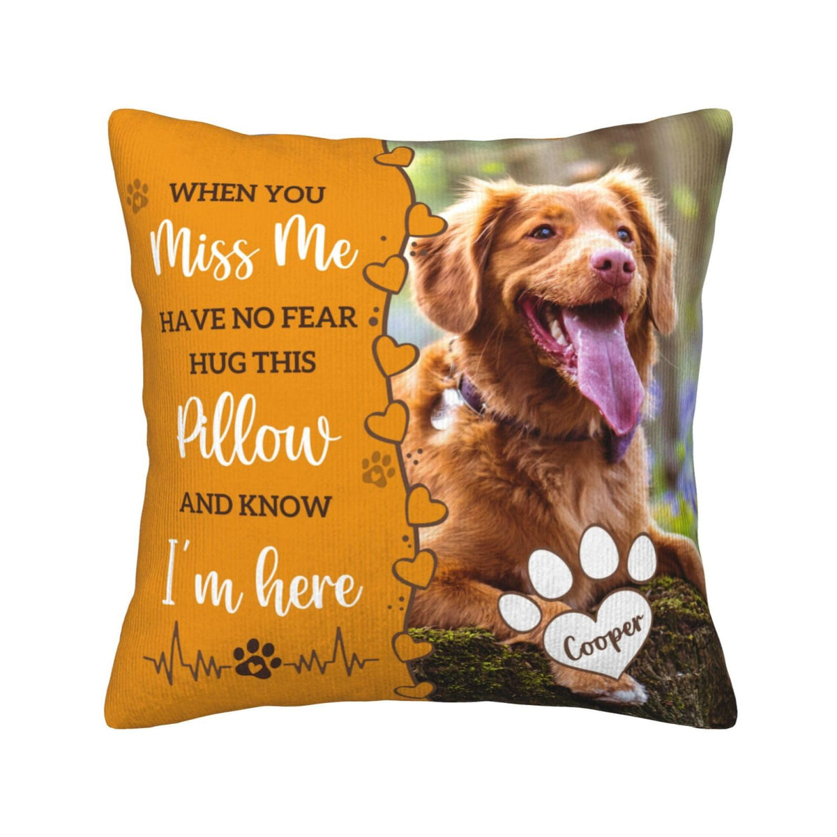 Personalized Pet Memorial Throw Pillow with Photo,Dog/Cat Loss Sympathy Gift,Pet Loss Bereavement Remembrance Gifts,Custom Pillowcase with Picture Two-Sided Design (Cream)