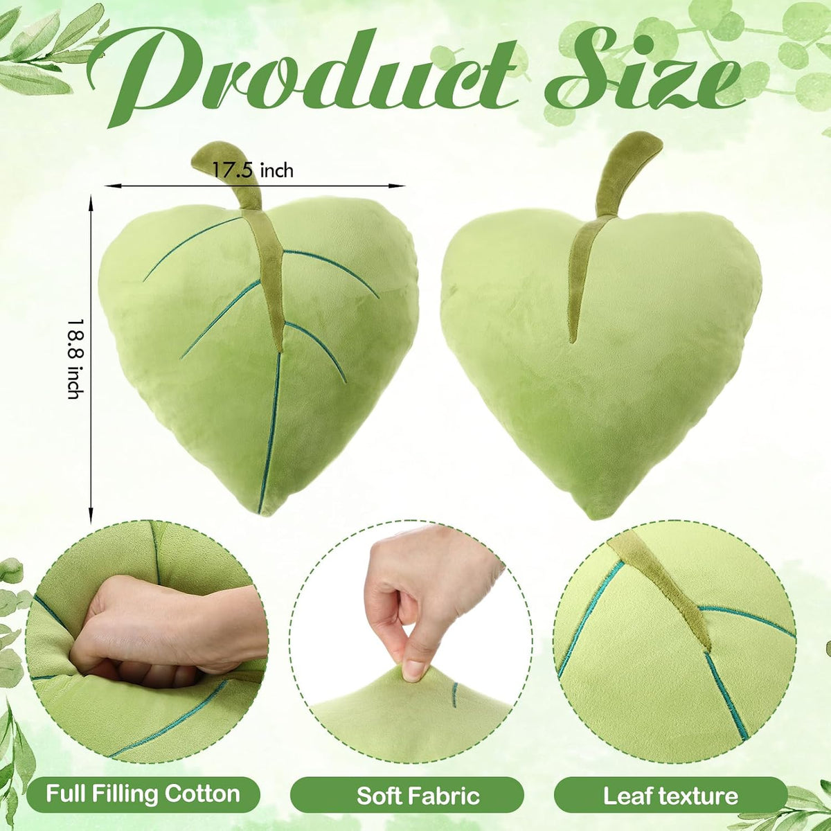 2 Pack 3D Leaf Decorative Throw Pillows Set, Leaf