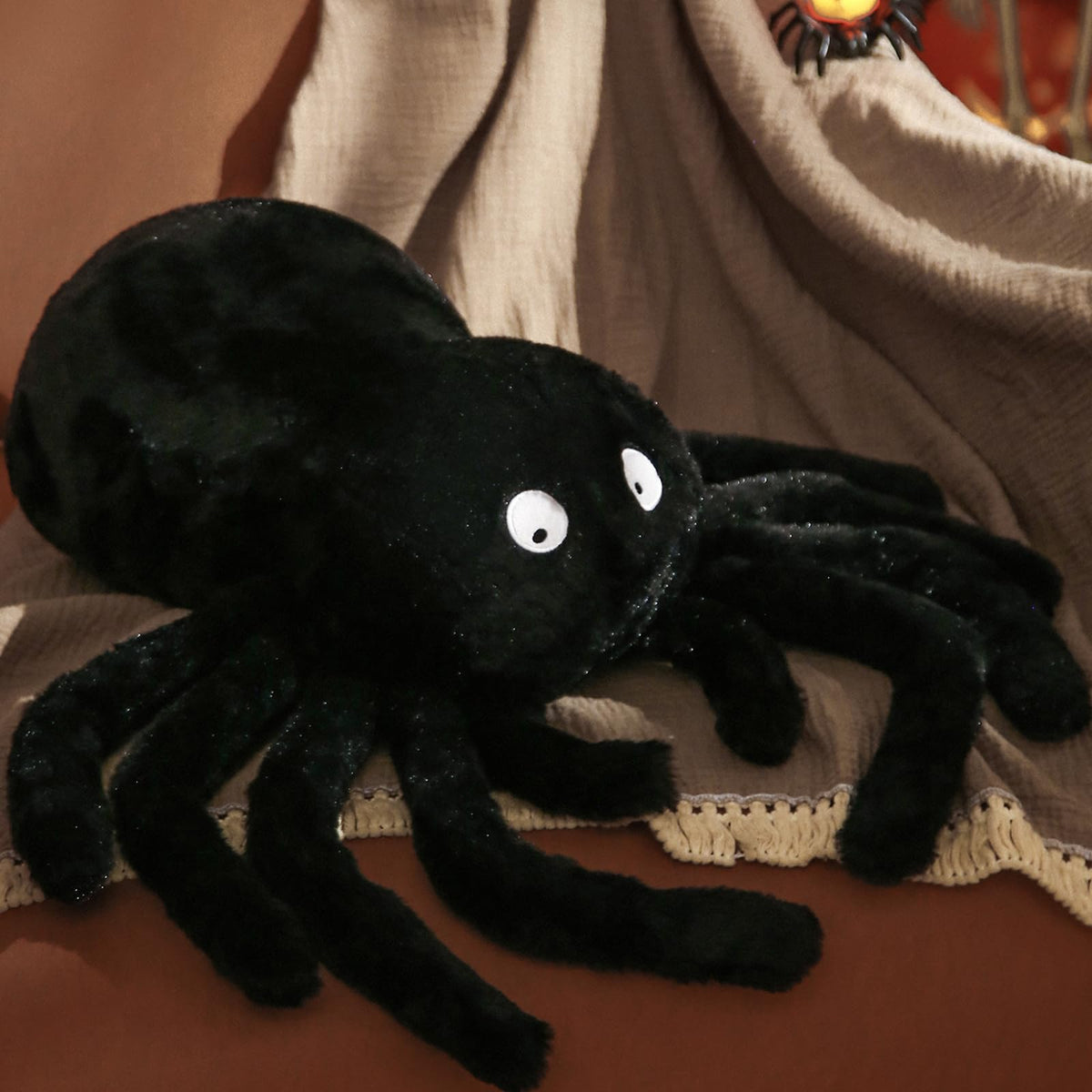 YRXRUS Halloween Spider Pillows, Cute Spider Shaped Throw Pillow for Happy Halloween Decoration, Black Plush Pillows Gifts, Extra-Large 16x22 in Soft Rabbit Fur Pillow for Fall Accent Pillows