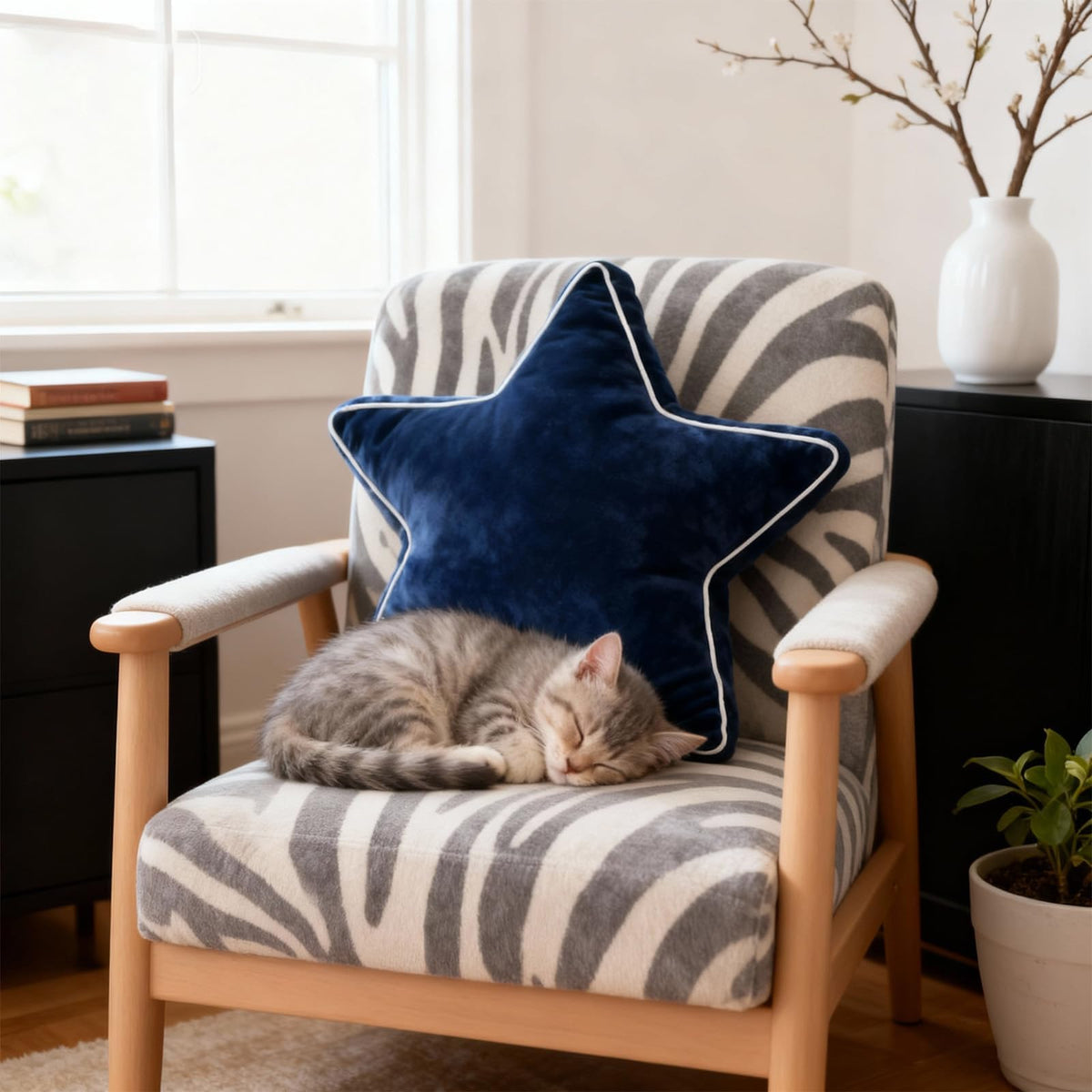 Star Pillow - 22 Inches Decorative Pillows Cozy Room Décor Large Throw Pillow Accent Floor Cushion Yellow
