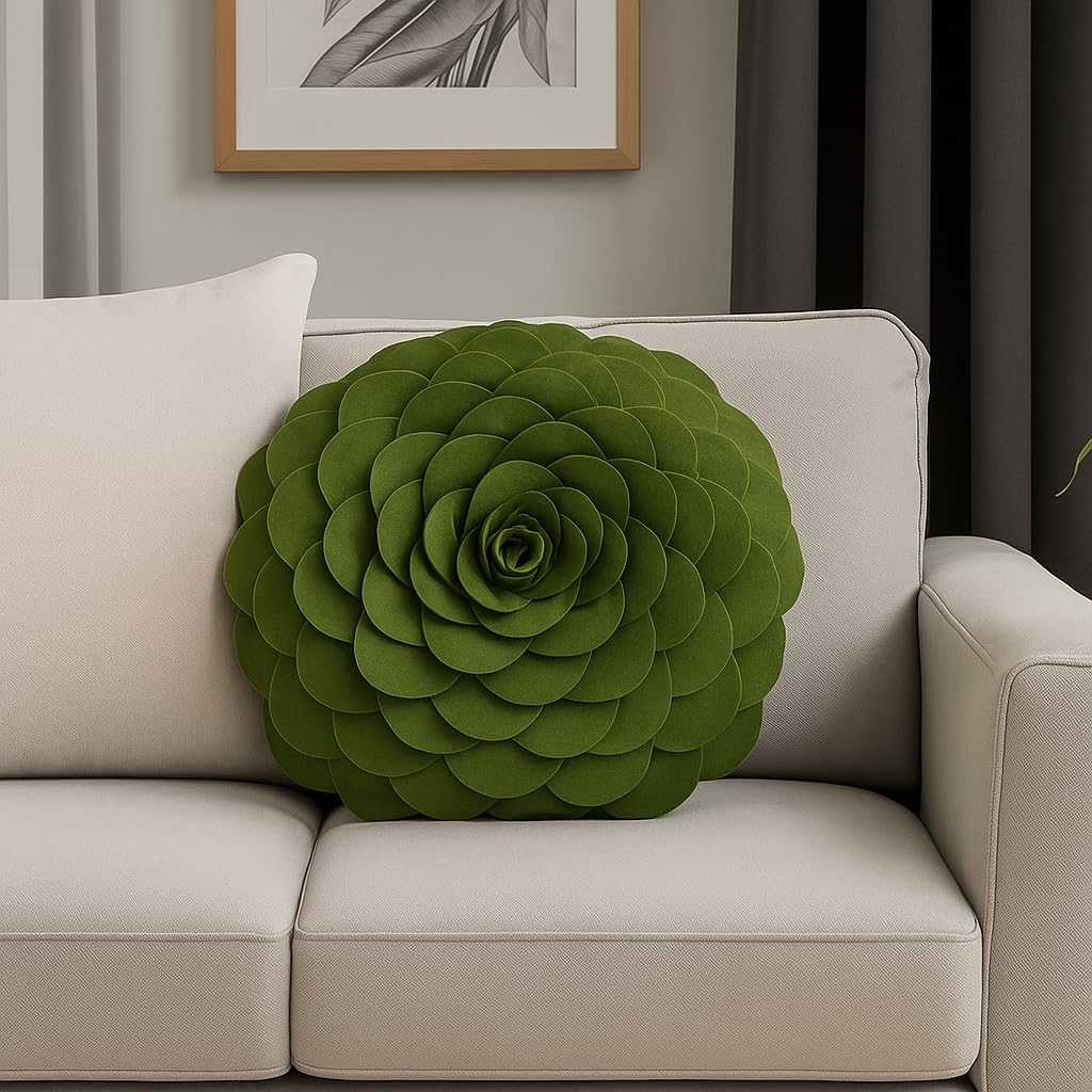 Fennco Styles Eva's Flower Garden Decorative Filled Throw Pillow 13" Round - Floral Accent Pillow for Home, Couch, Bed, Living Room, Holiday and Office Décor (Ivory)