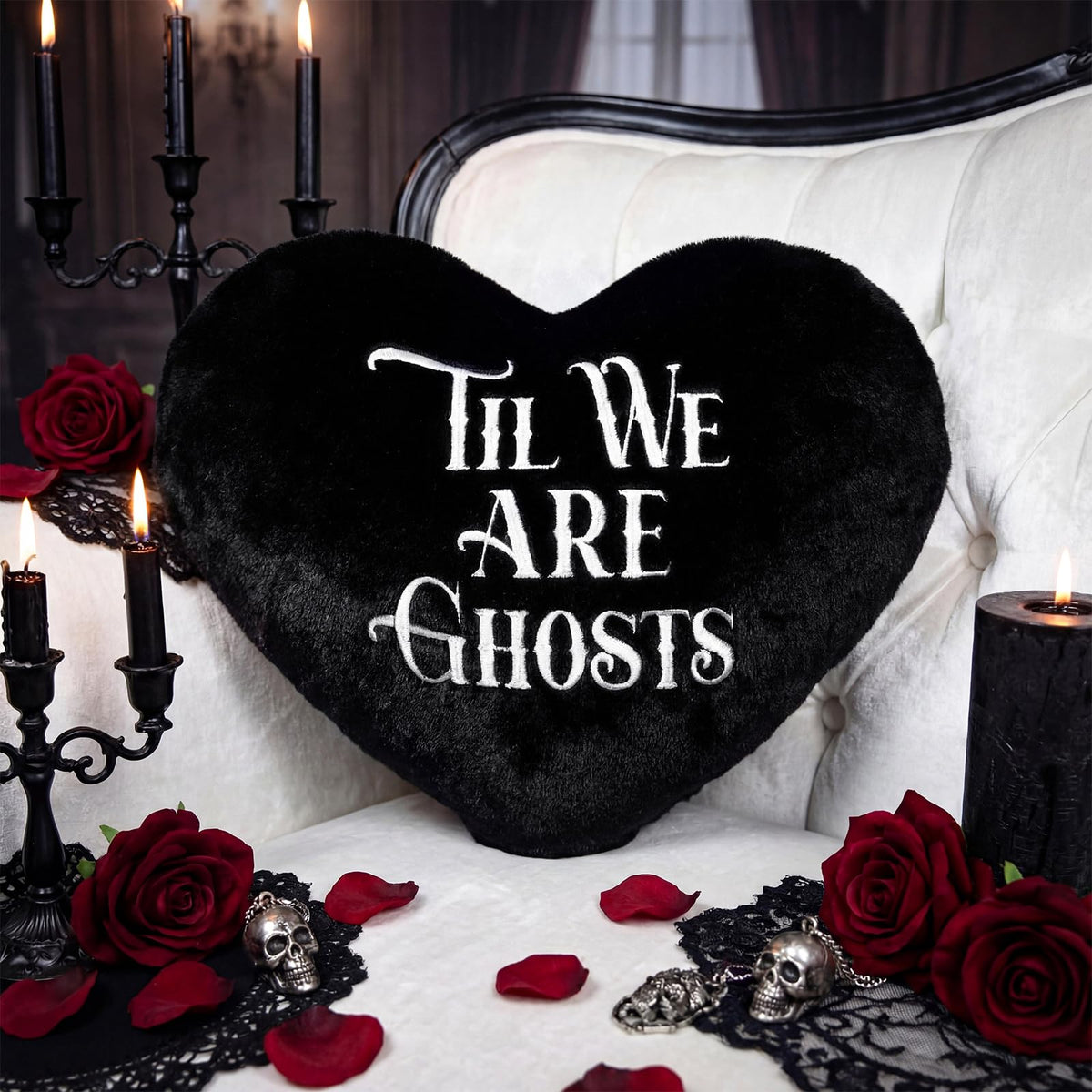Threehoney Black Halloween Goth Heart Pillow Gothic Throw Pillows