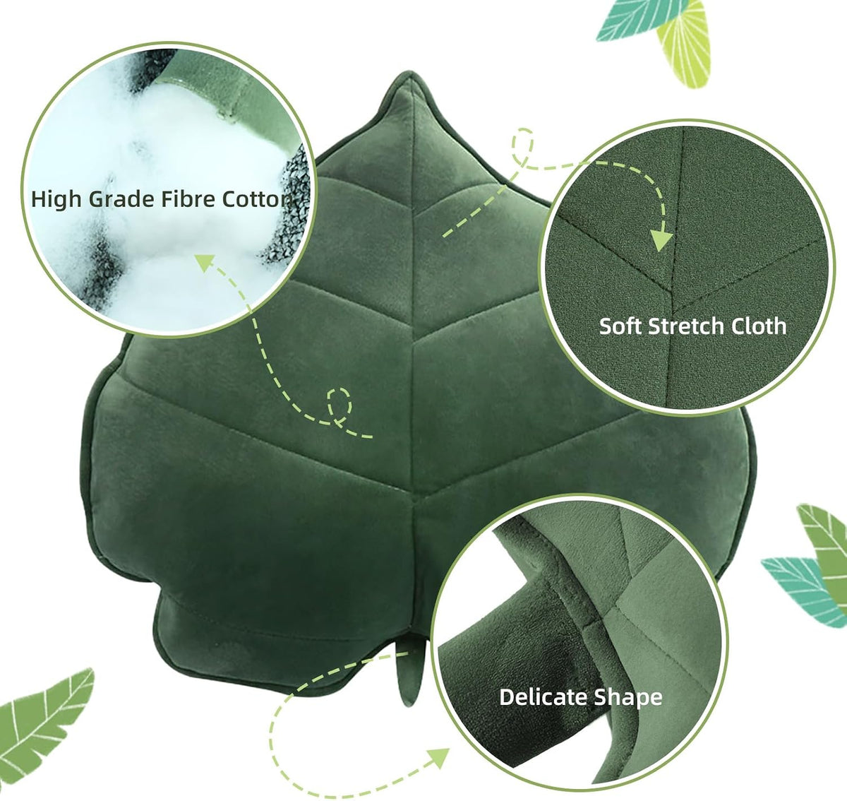 Teieas Leaf Throw Pillows Cute Novelty Plant Plush Cushion Backrest Pillow
